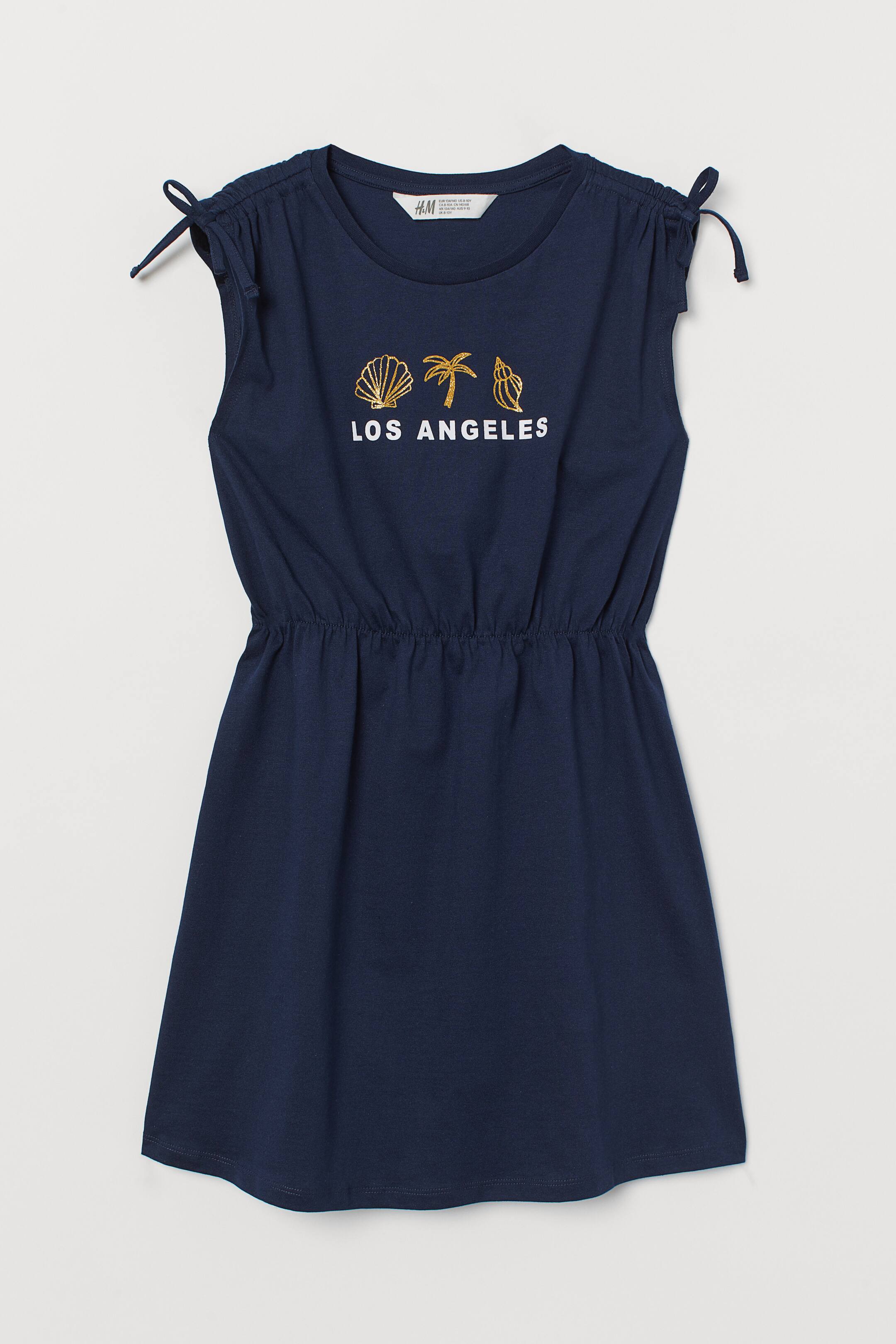 View larger image: Text-print dress - Dark blue/Glitter - Kids | H&M HK 1