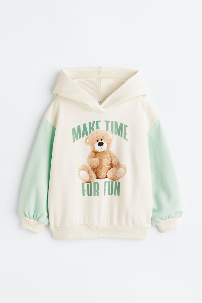 Printed hoodie - Cream/Teddy bear/Dark blue/Deer/Coral/Butterfly/Light green/Bunny/dc/dc - 2