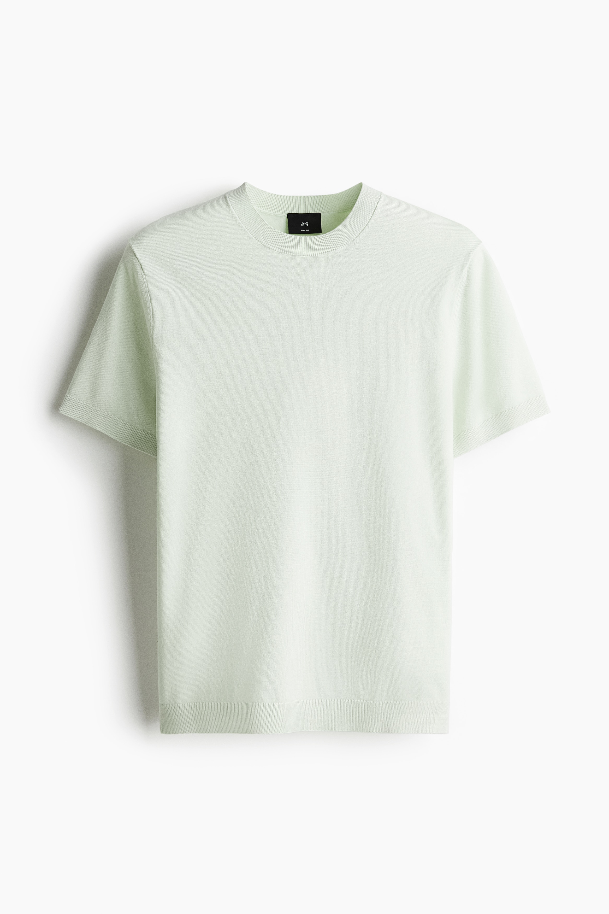 Slim Fit Fine-knit T-shirt - Pale green/White/Black/Dark beige/Peach pink/Sage green
