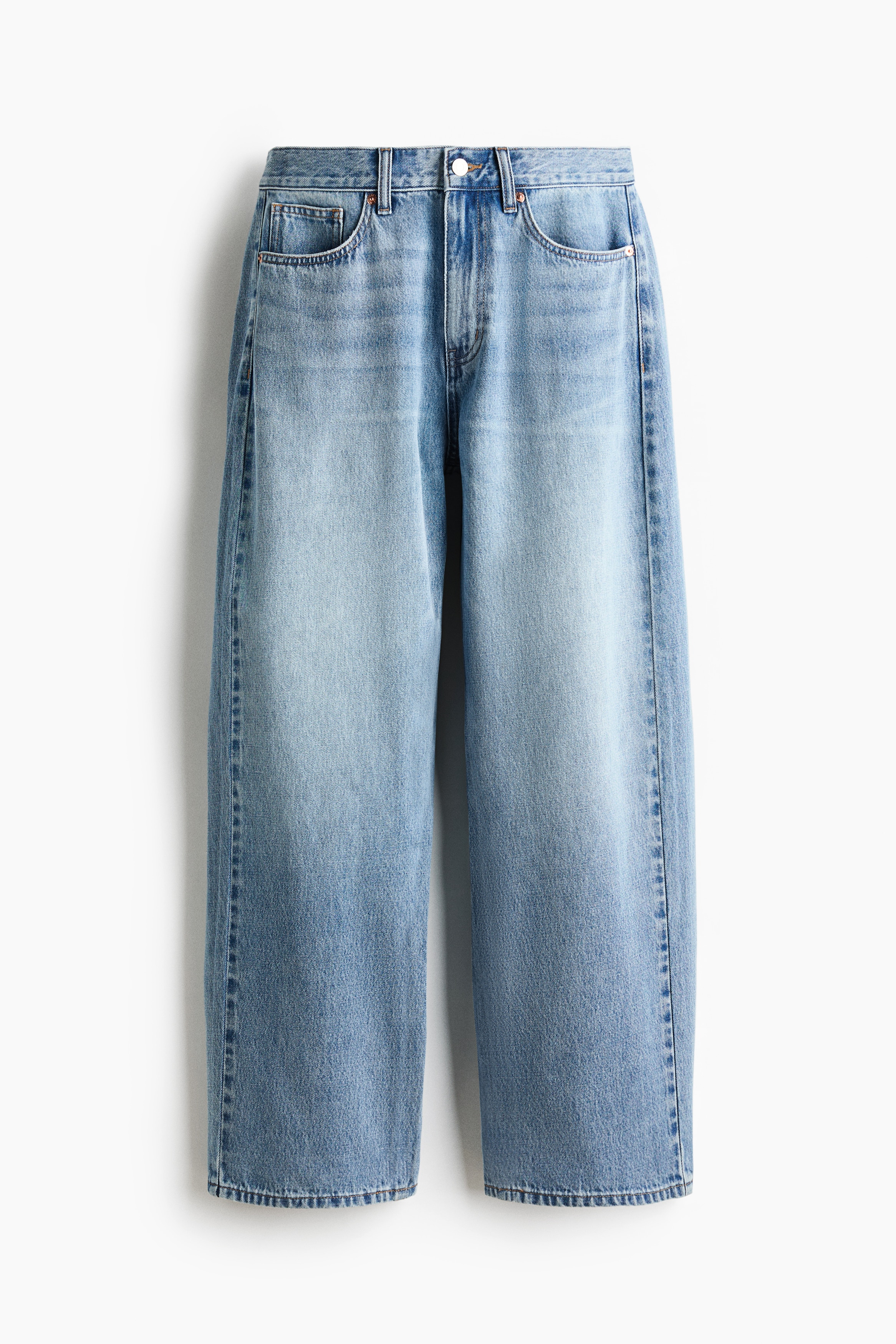Barrel Regular Waist Jeans - Azul denim claro/Azul denim oscuro