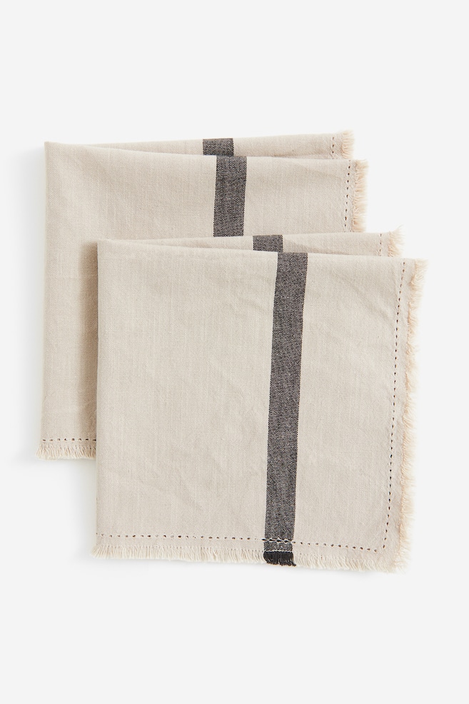2-pack fringed napkins - Beige/Dark grey/Beige/Dark orange - 4