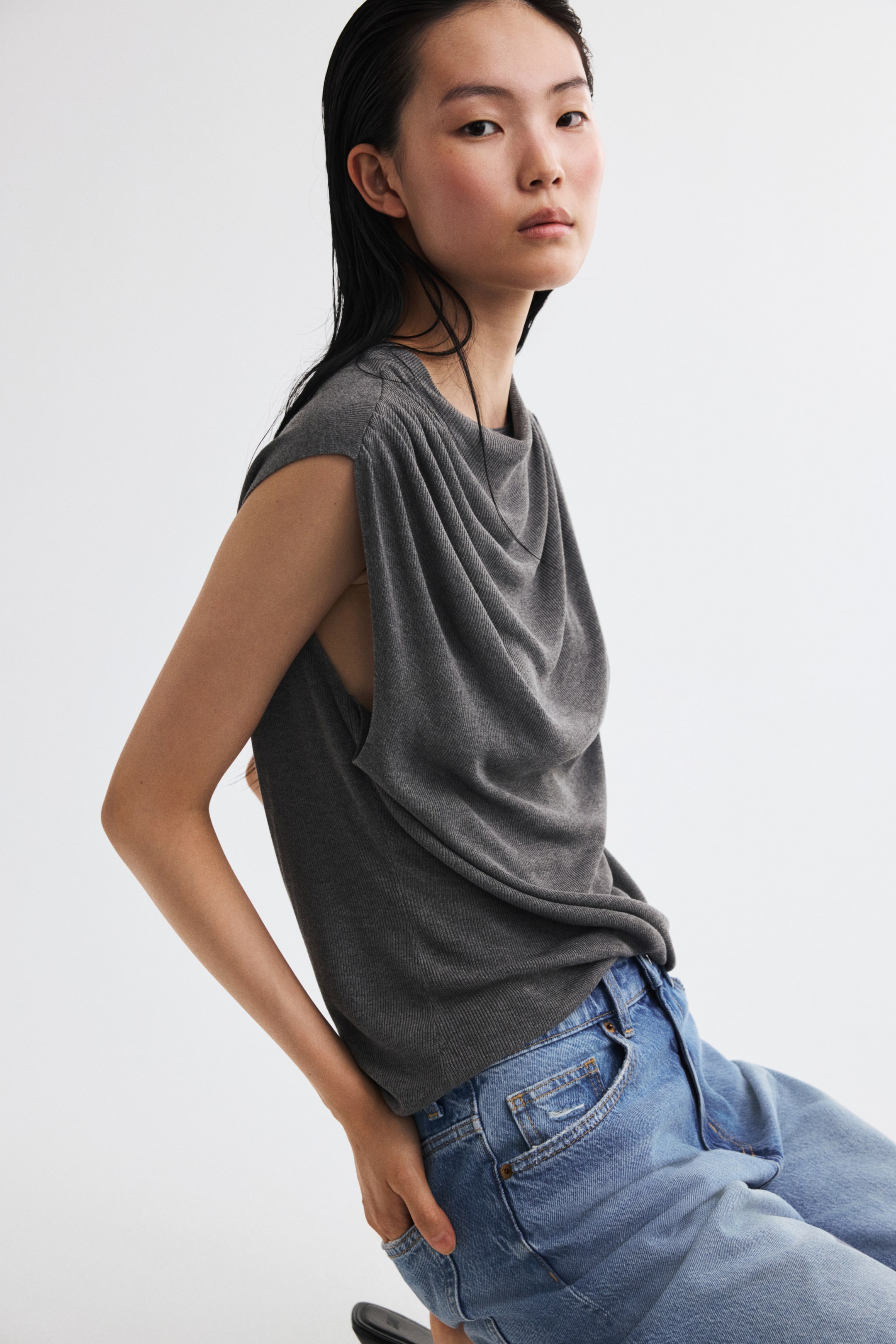 Draped Knit Top