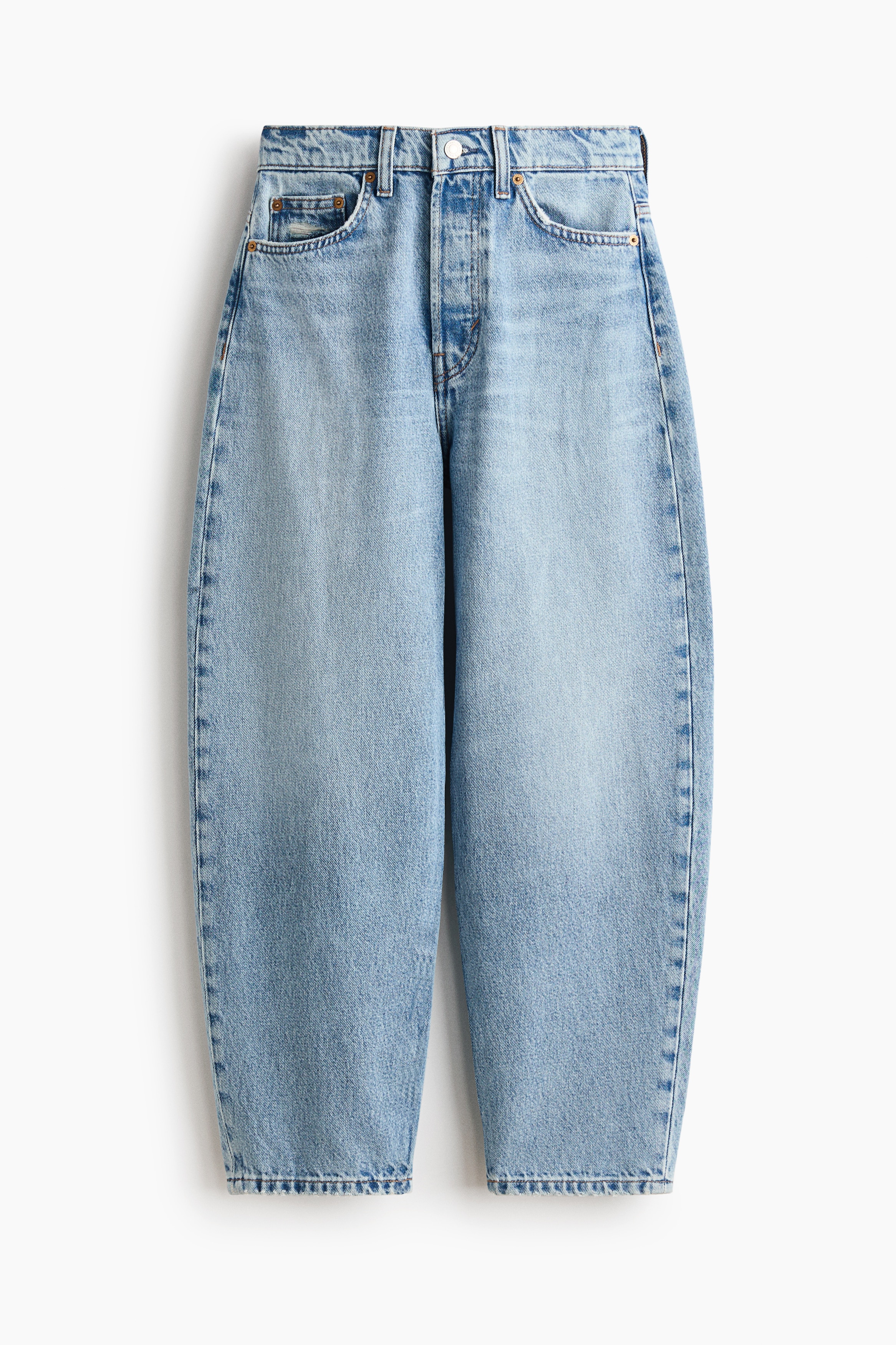 High-Waist Barrel-Leg Ankle Jeans - Light denim blue/Denim blue