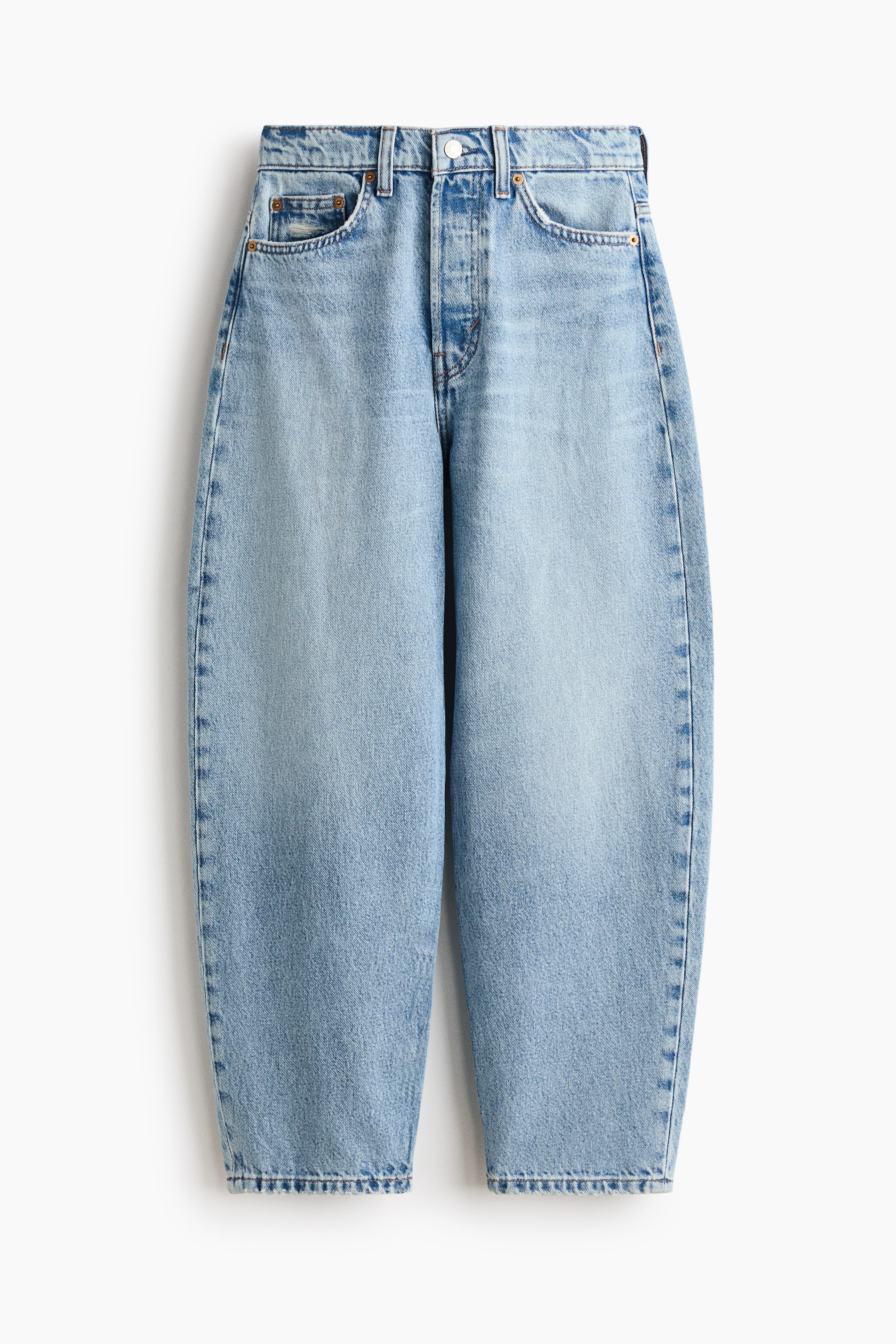 High-Waist Barrel-Leg Ankle Jeans