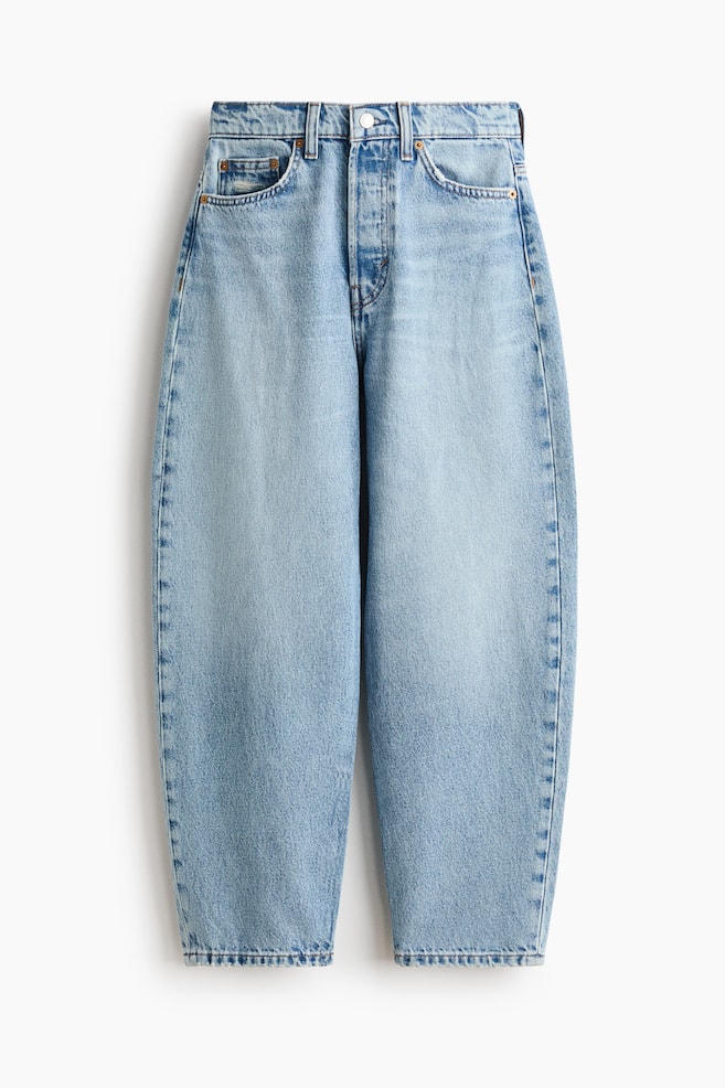 Barrel High Waist Ankle Jeans-Světlý denim blue - 1
