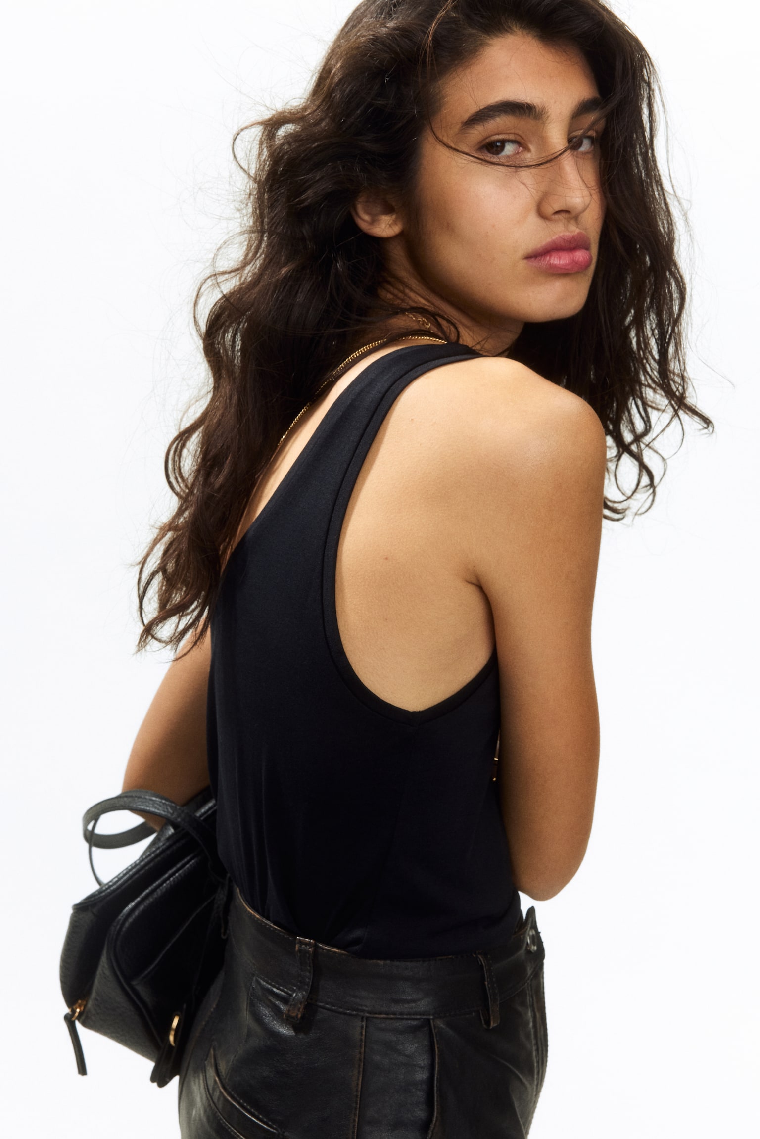Silk-blend vest top-Black - 3