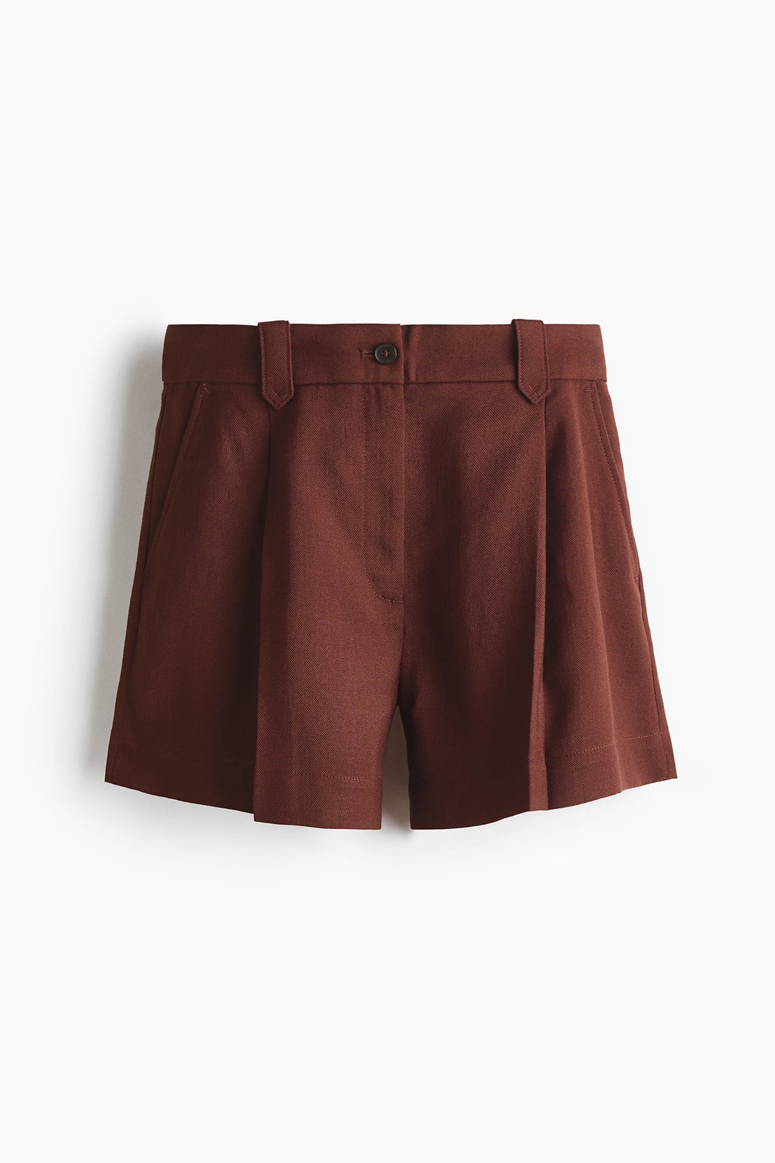 Pleat-front shorts - Rust brown/Black/White - 1