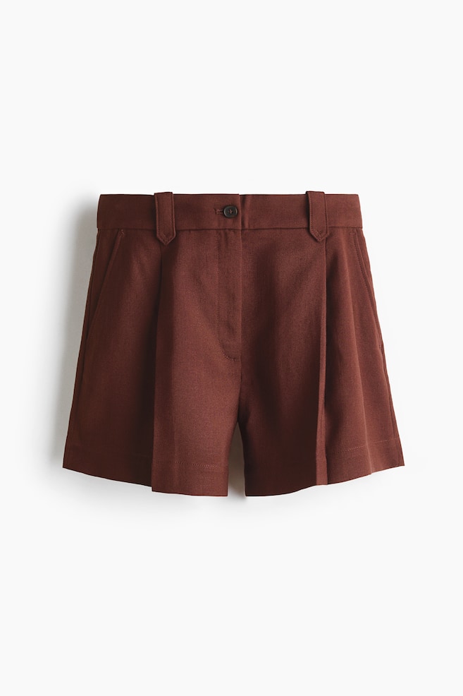 Pleat-front shorts - Rust brown/Black - 1