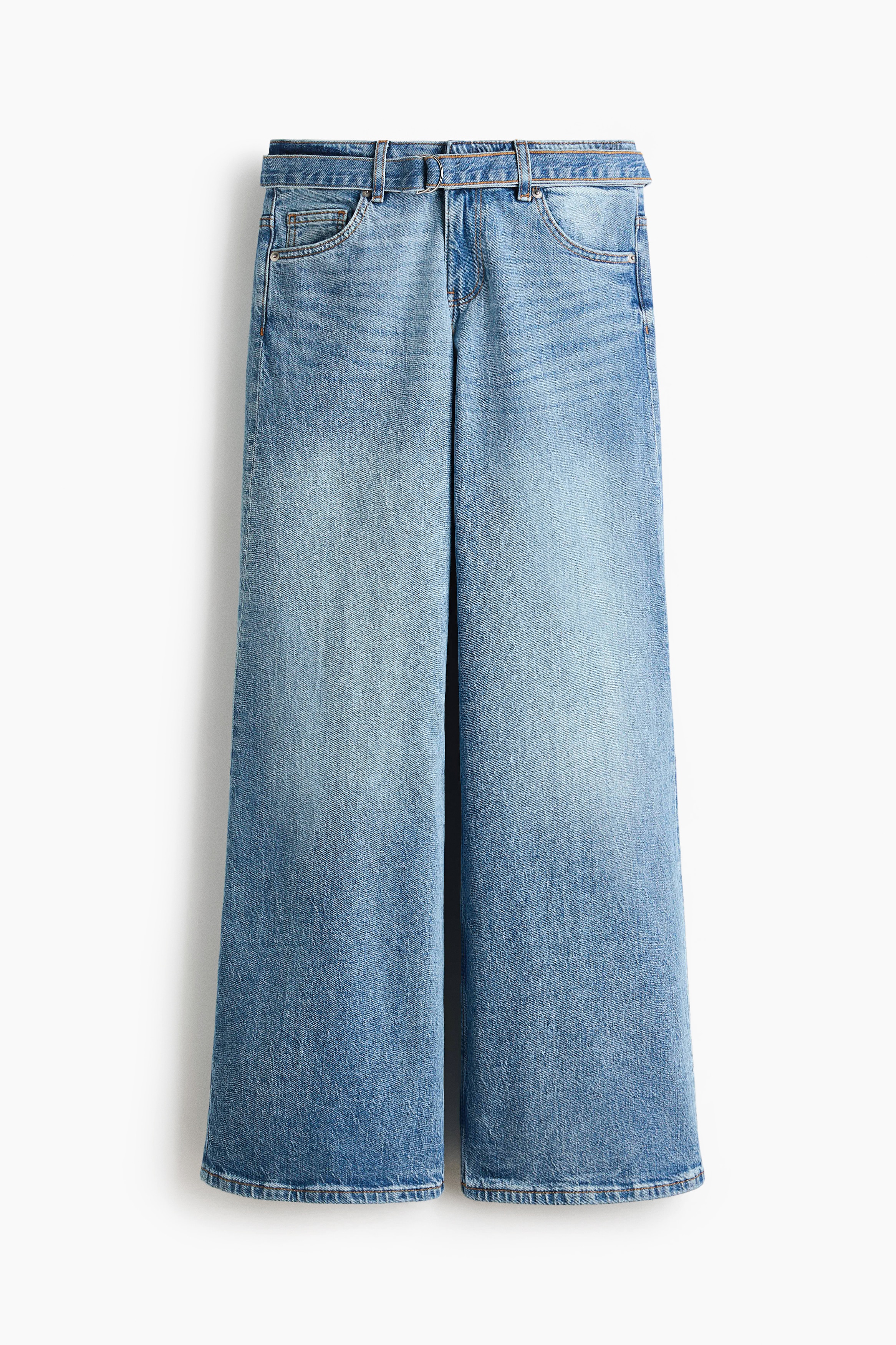 Wide Ultra High Jeans - Lys denimblå/Sort