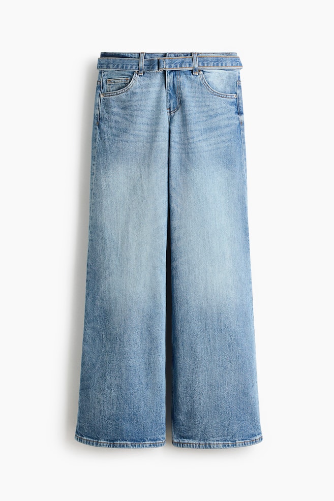 Wide-Leg Jeans - Light denim blue/Black - 1