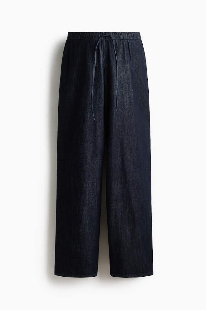 MAMA Denim drawstring trousers - Navy blue/Denim blue/White - 1