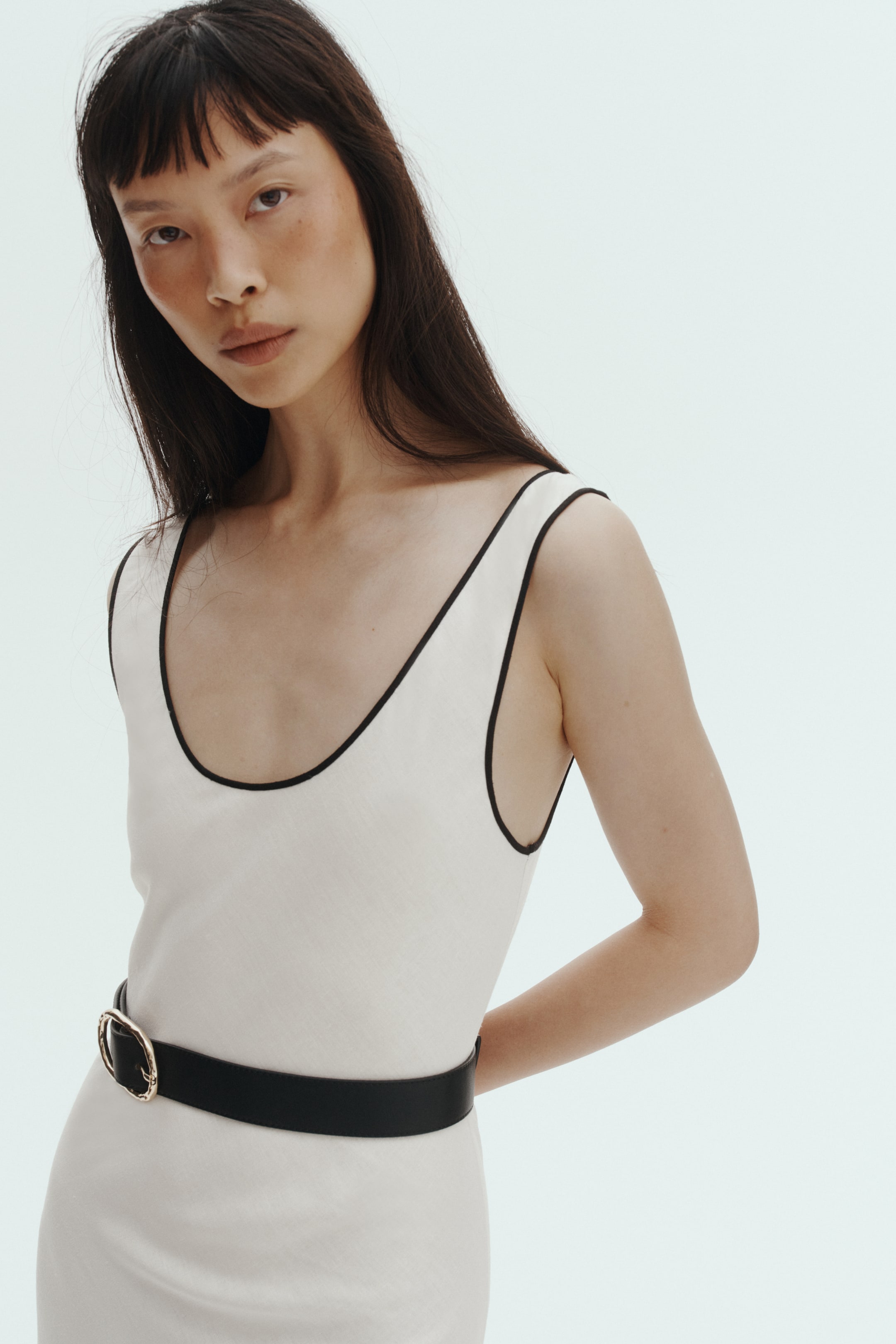 Linen-Blend Slip Dress