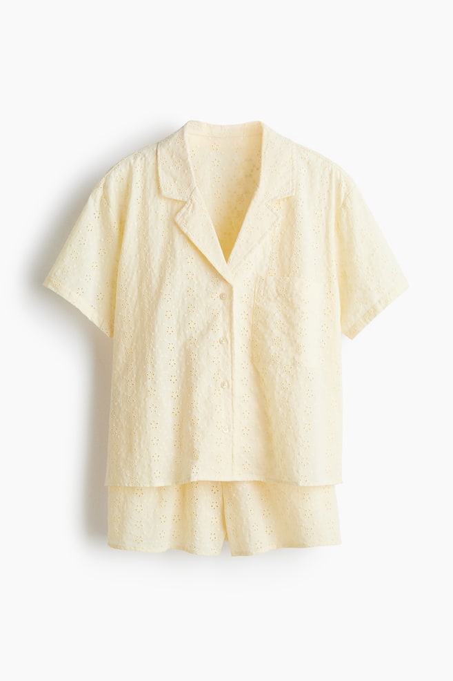 Broderie anglaise pyjamas - Light yellow/Light pink/White - 1