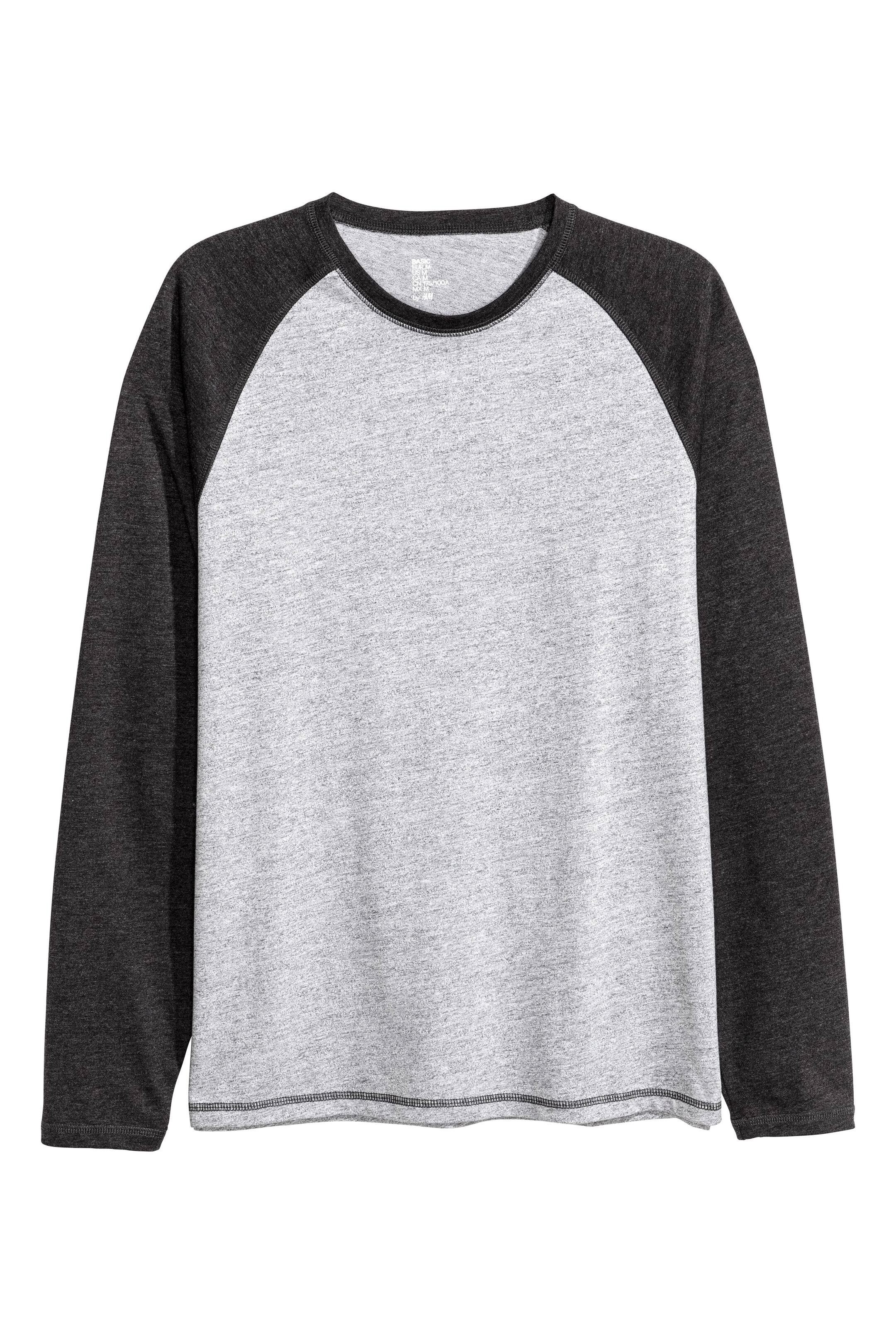 Näytä suurempi kuva: Pitkähihainen T-paita - Harmaameleerattu - MIEHET | H&M FI 1