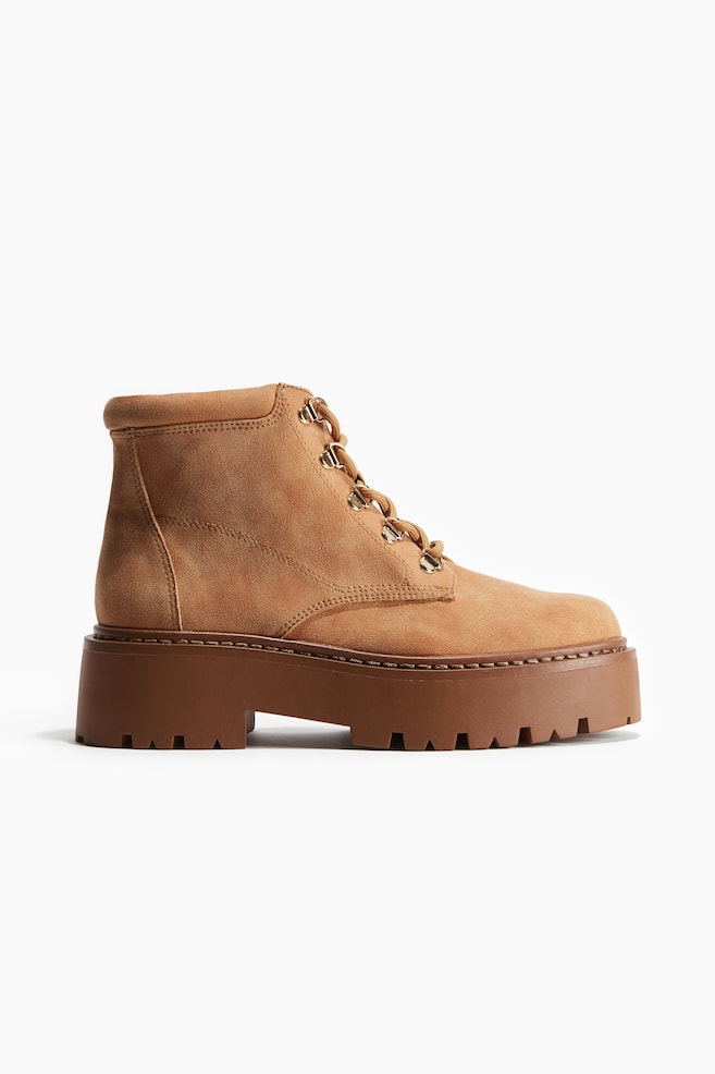 Bottines Chunky à lacets - Beige foncé - 1