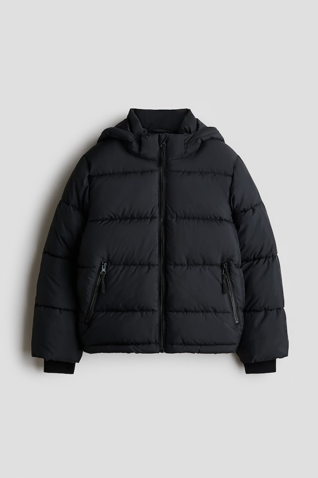 Hooded Puffer Jacket - Black/Navy blue/Dark brown/Blue - 1