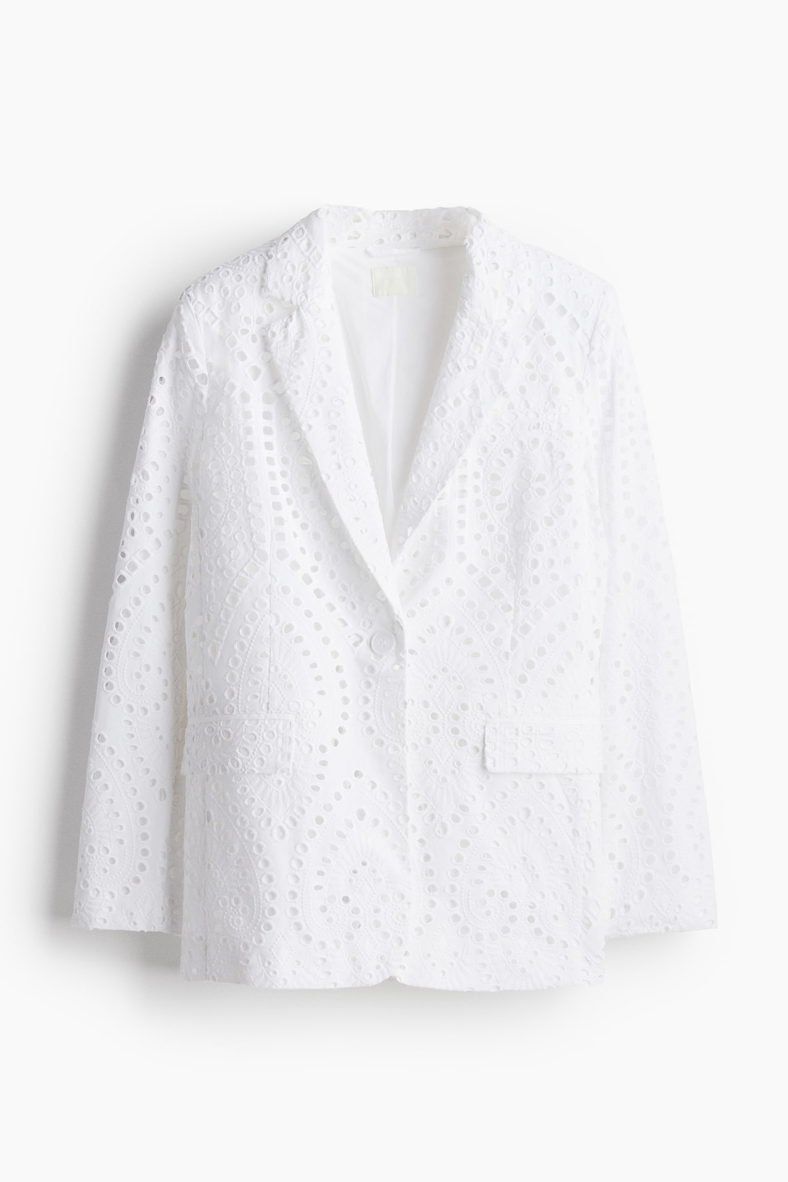 Broderie anglaise blazer - White/Black - 1