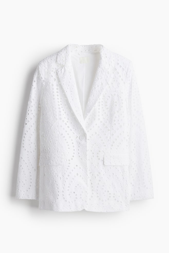 Blazer mit Broderie Anglaise - Weiß - 1