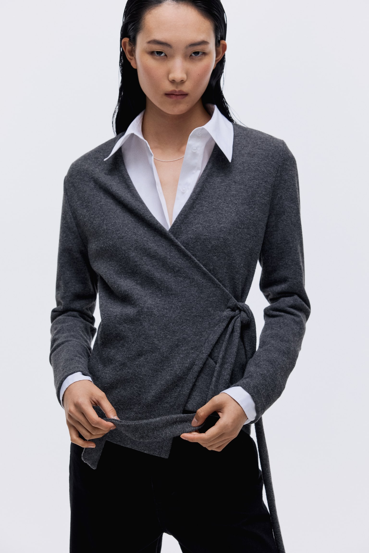 Gilet croisé - Dark grey marl/Marron chiné/Beige chiné - 3