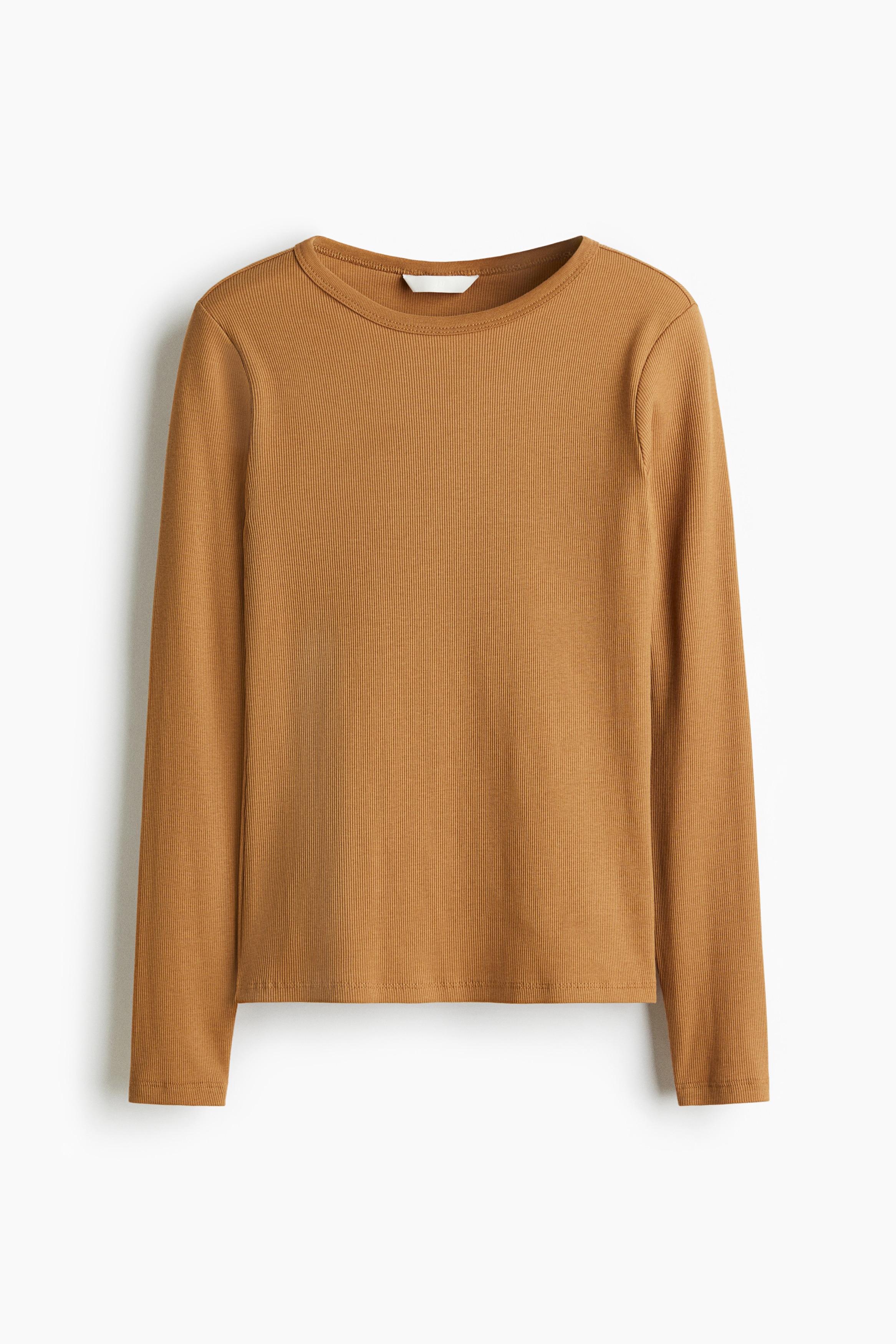 Ribbed cotton top - Light brown/Dark brown/Black/White/Olive green