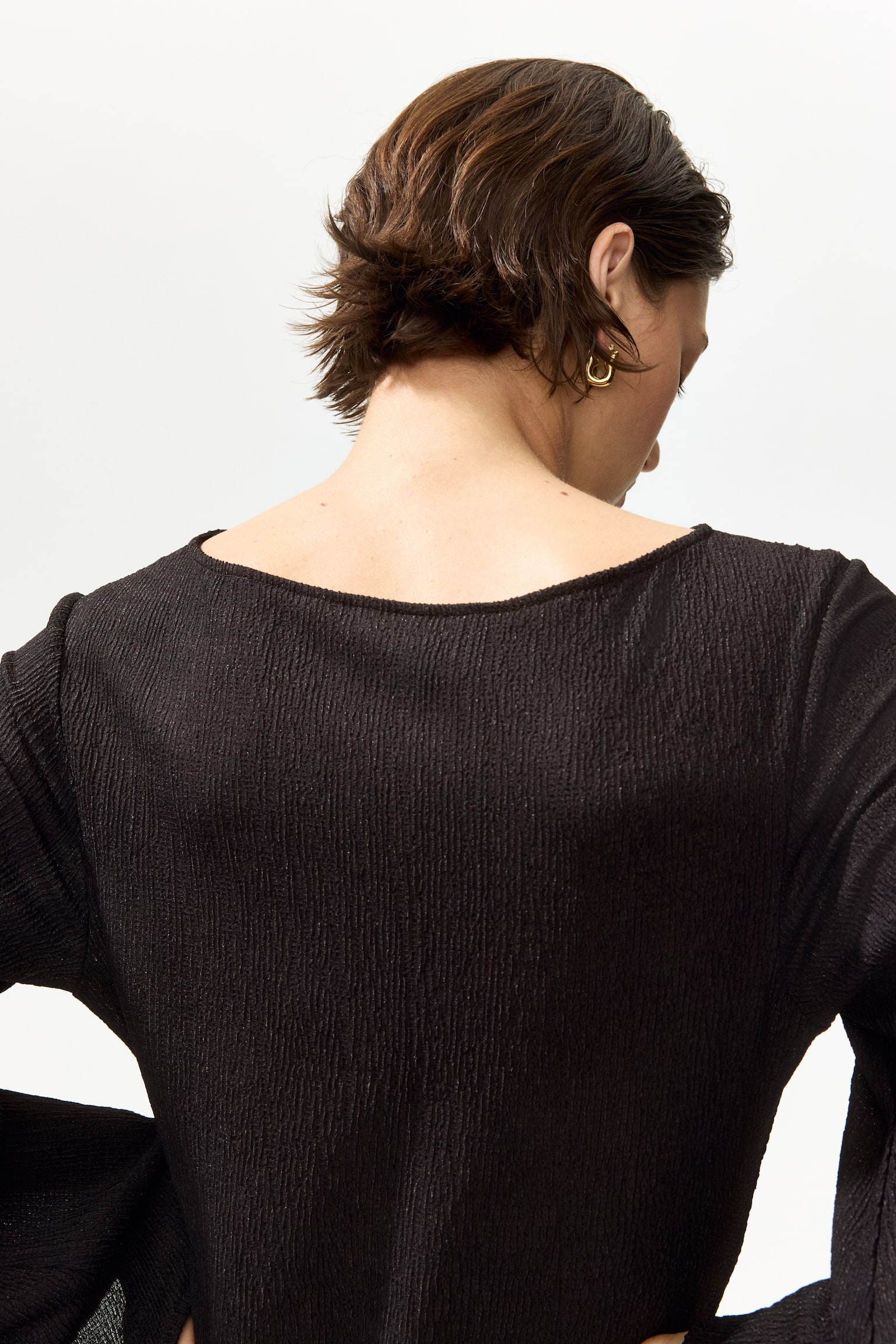 Trumpet-sleeved jersey dress - Dark brown - 5