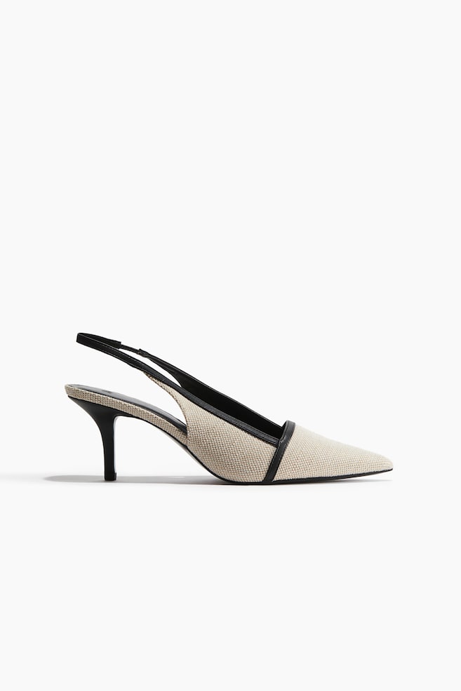 Pointed slingbacks - Beige/Black - 1