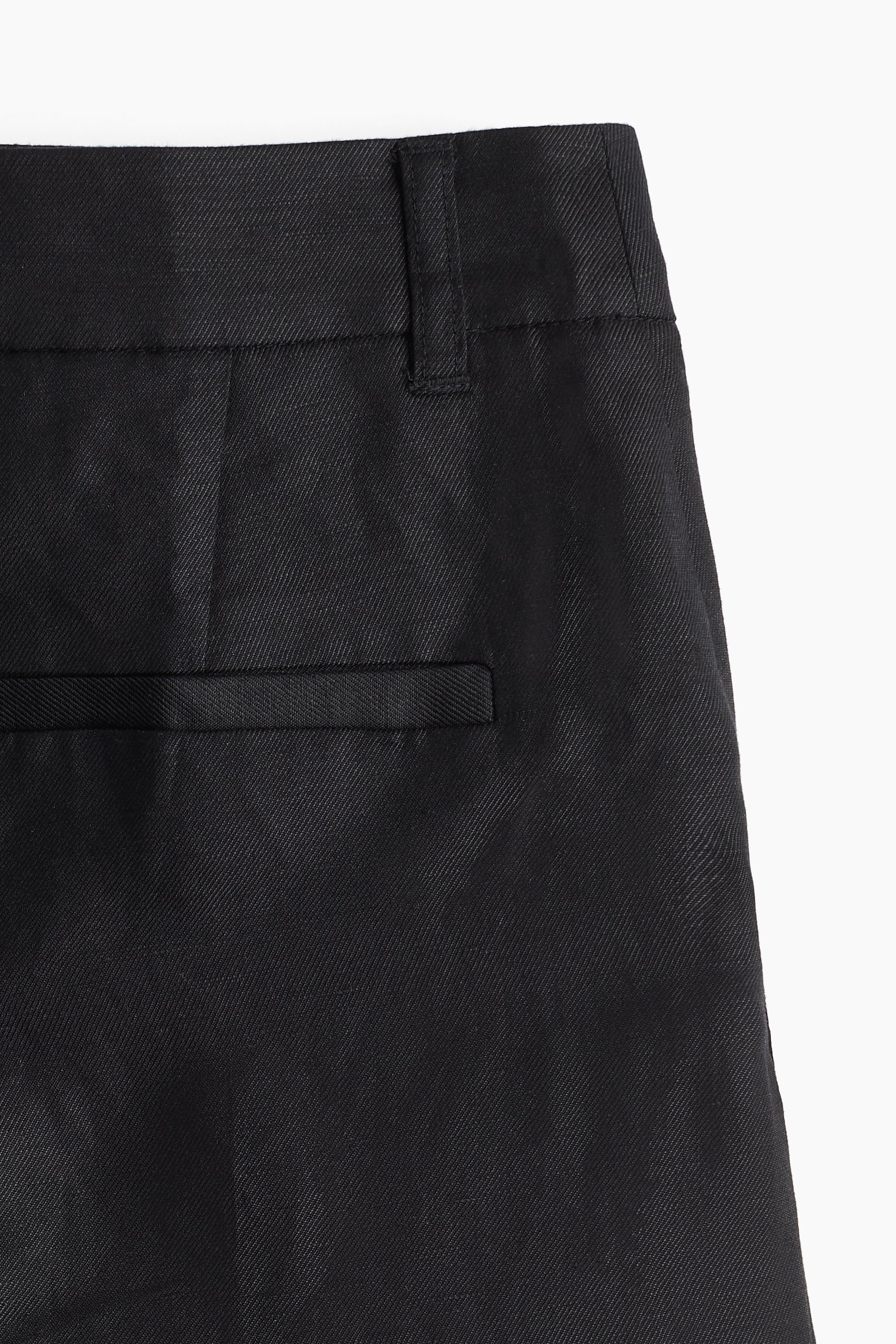 Linen-blend twill trousers - Black - 5