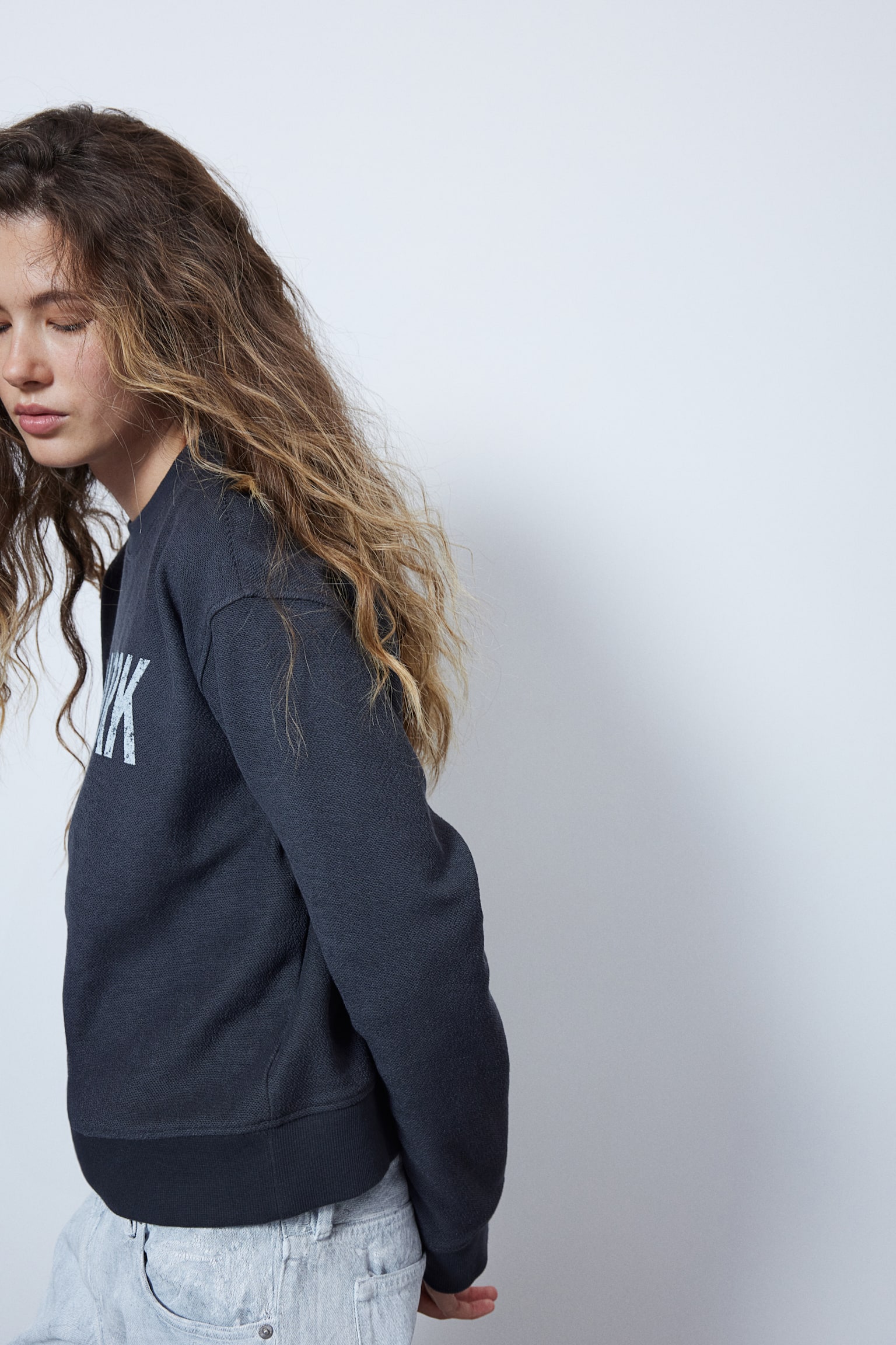 Oversized motif-front sweatshirt - Dark grey/New York/Light grey marl/Les Halles/Bright blue/Pasadena/Grey/Roses - 6