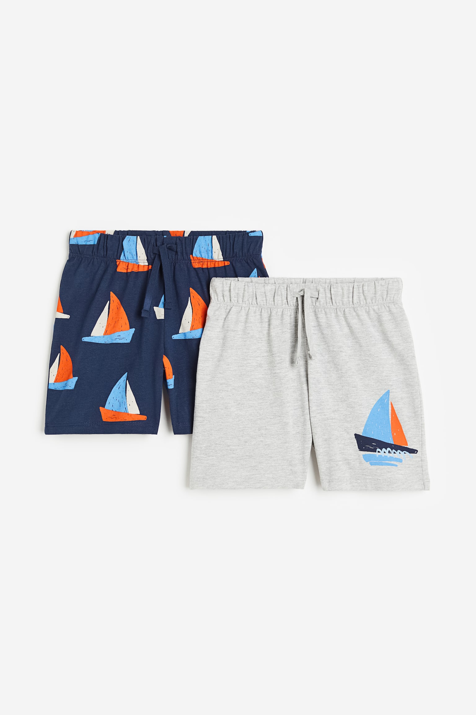 2-pack pull-on shorts - Dark blue/Sailboats - 1