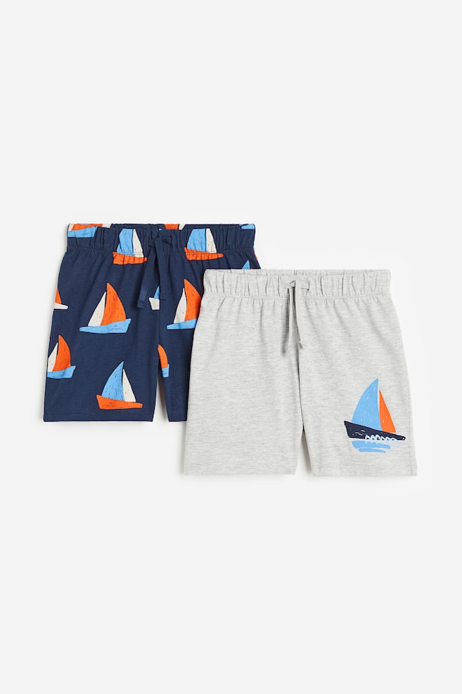 2-pack pull-on shorts - Dark blue/Sailboats