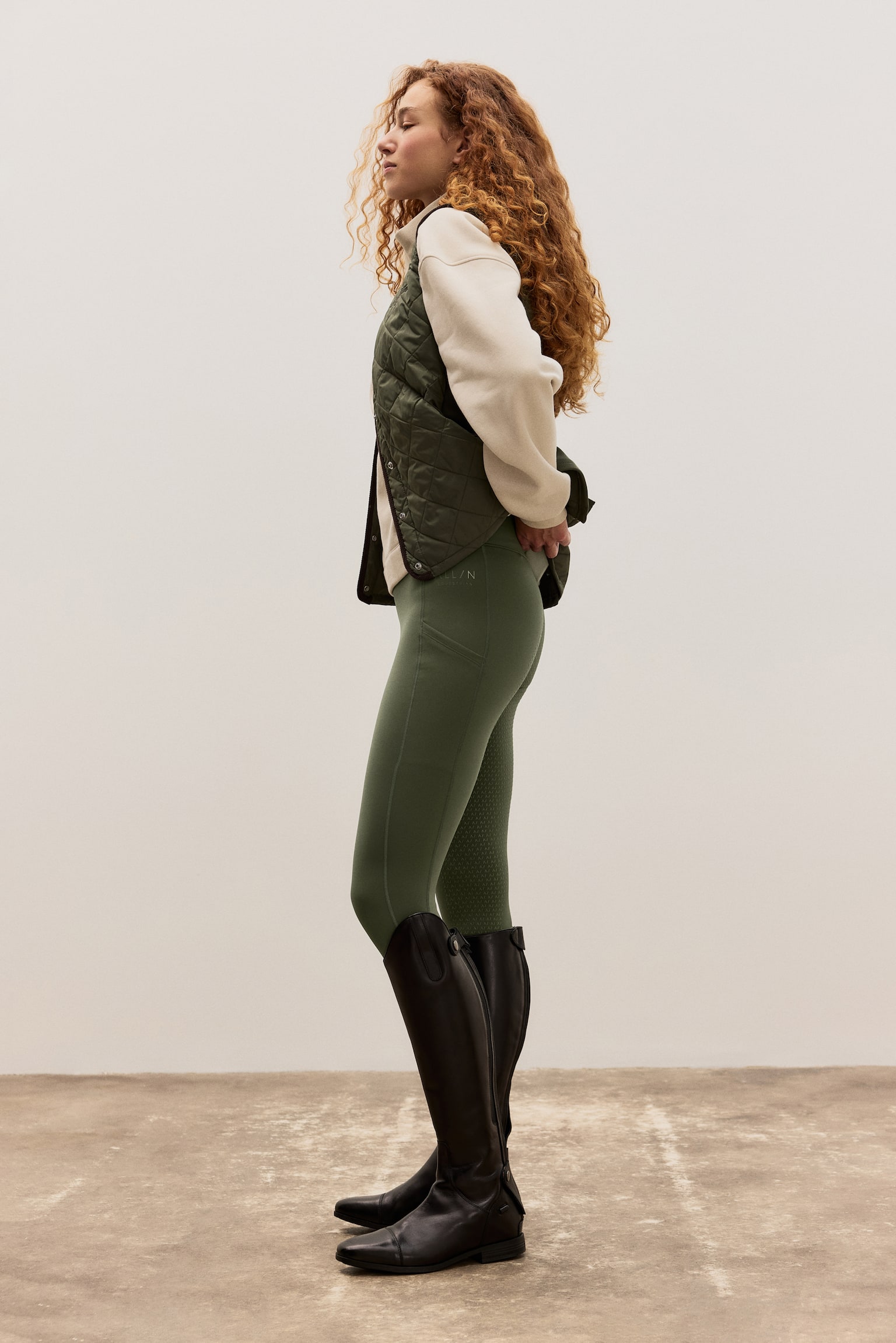 Full-grip riding leggings - Khaki green/Light beige/Navy blue/White/Warm grey/Black/Coffee bean brown - 5