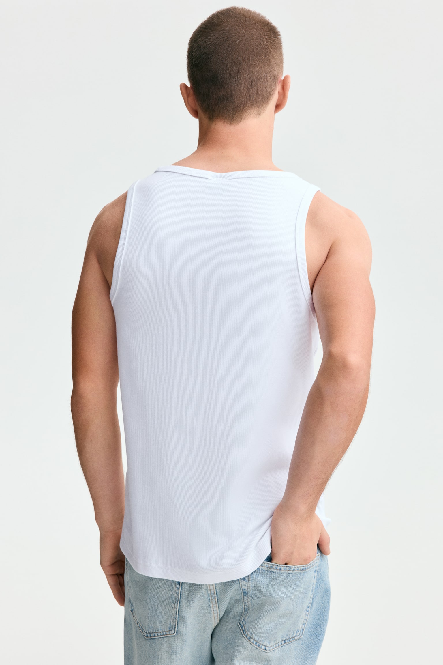 Slim Fit Ribbed vest top - White/Black/Light grey marl/Dark grey - 5
