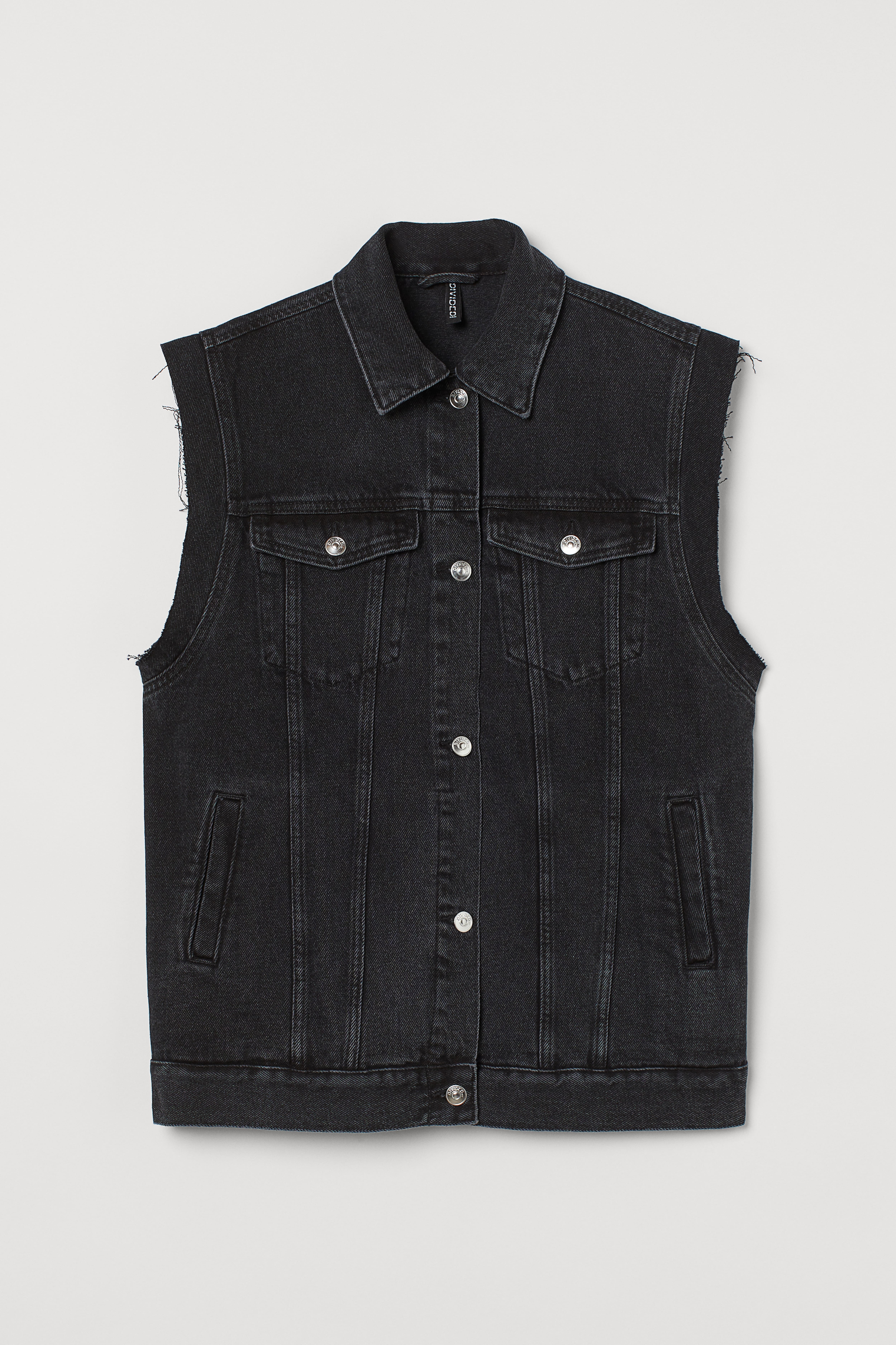 Ladies black denim vest shops