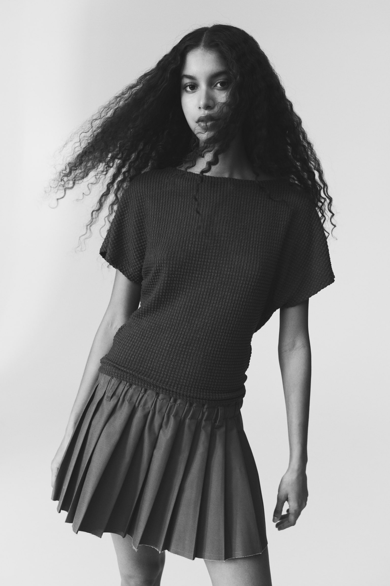 蝙蝠袖平紋上衣 - 深橄欖綠/黑色/白色 - 6