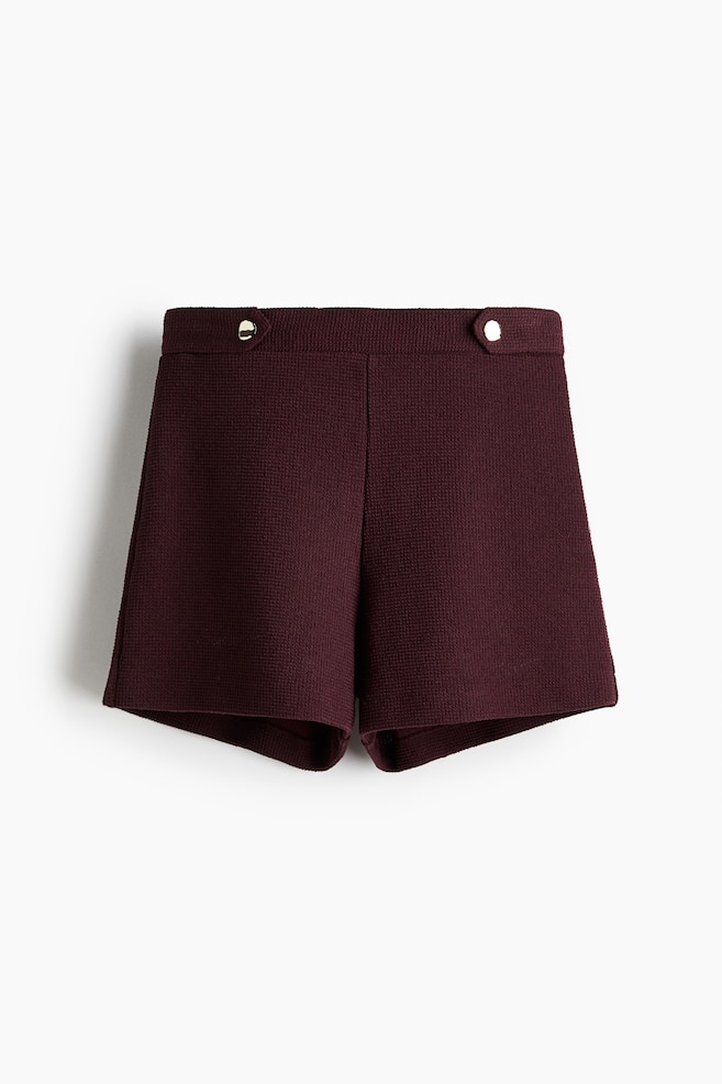 Textured-Knit Shorts - Burgundy - 1