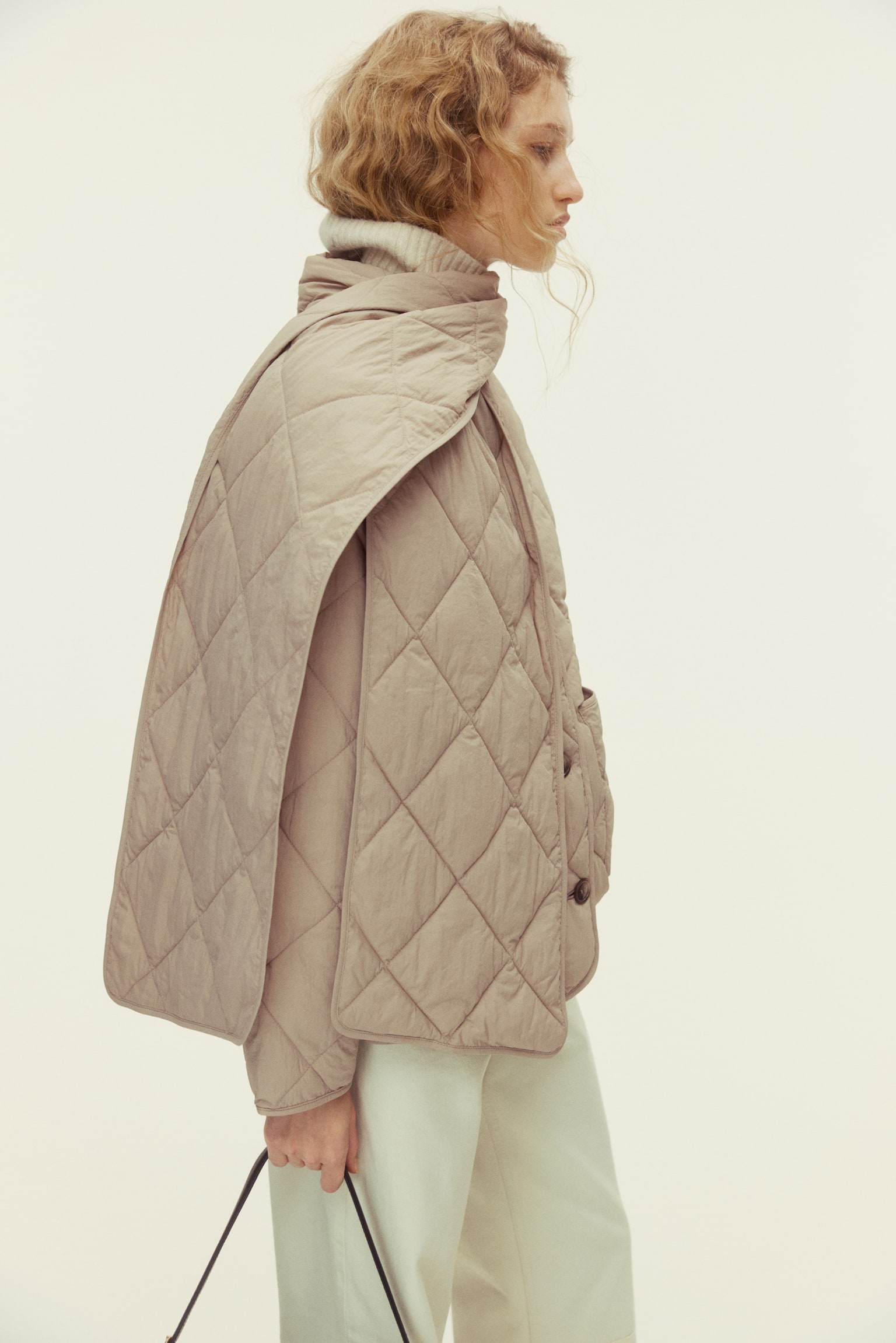 THERMOLITE® Quilted scarf-detail jacket - Beige - 3