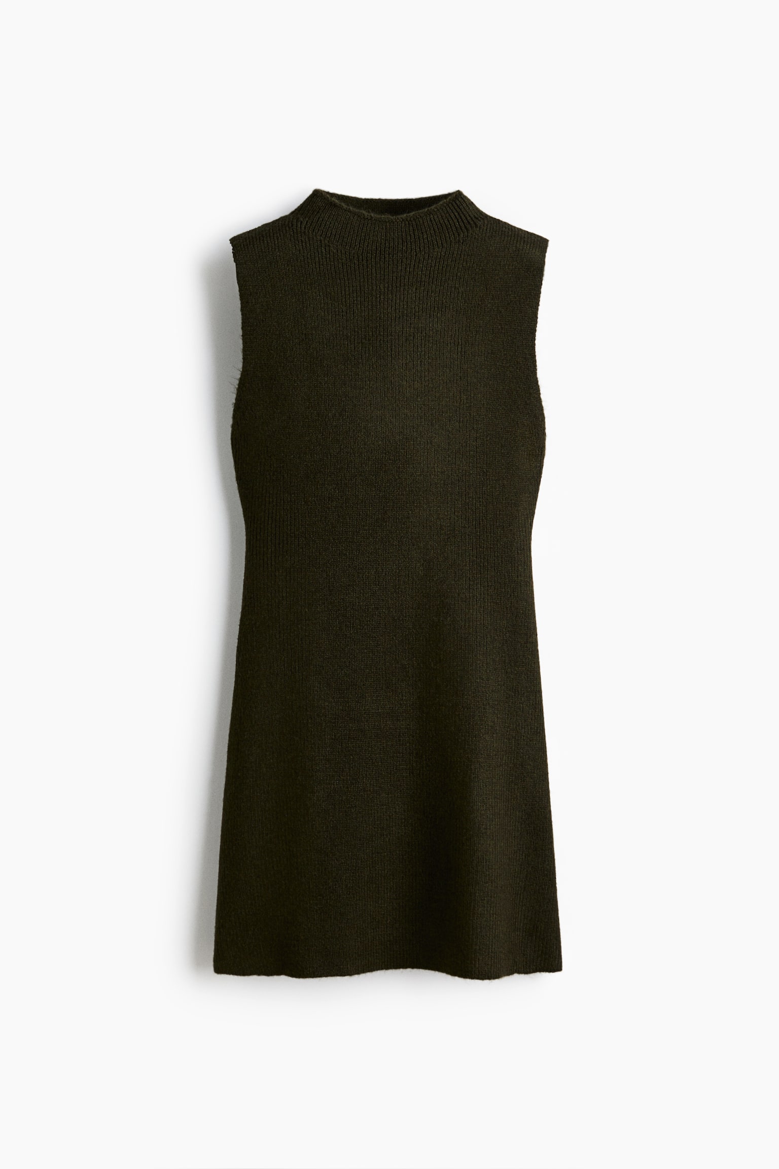 Женское платье H&M Knit Mock Turtleneck, цвет: Тёмный хаки зелёный — фото 1