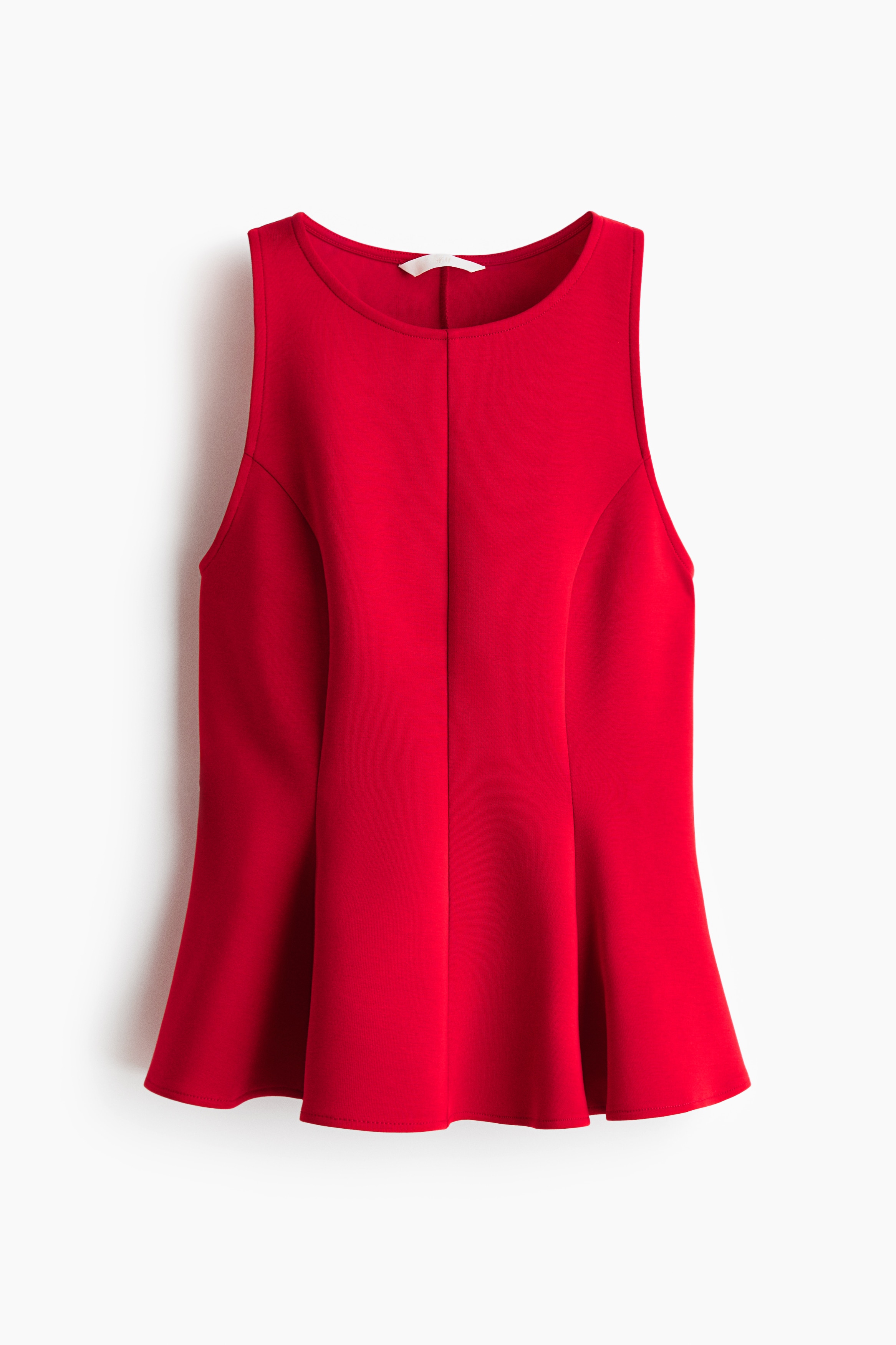 無袖荷葉浪邊上衣 - 紅色/酒紅色