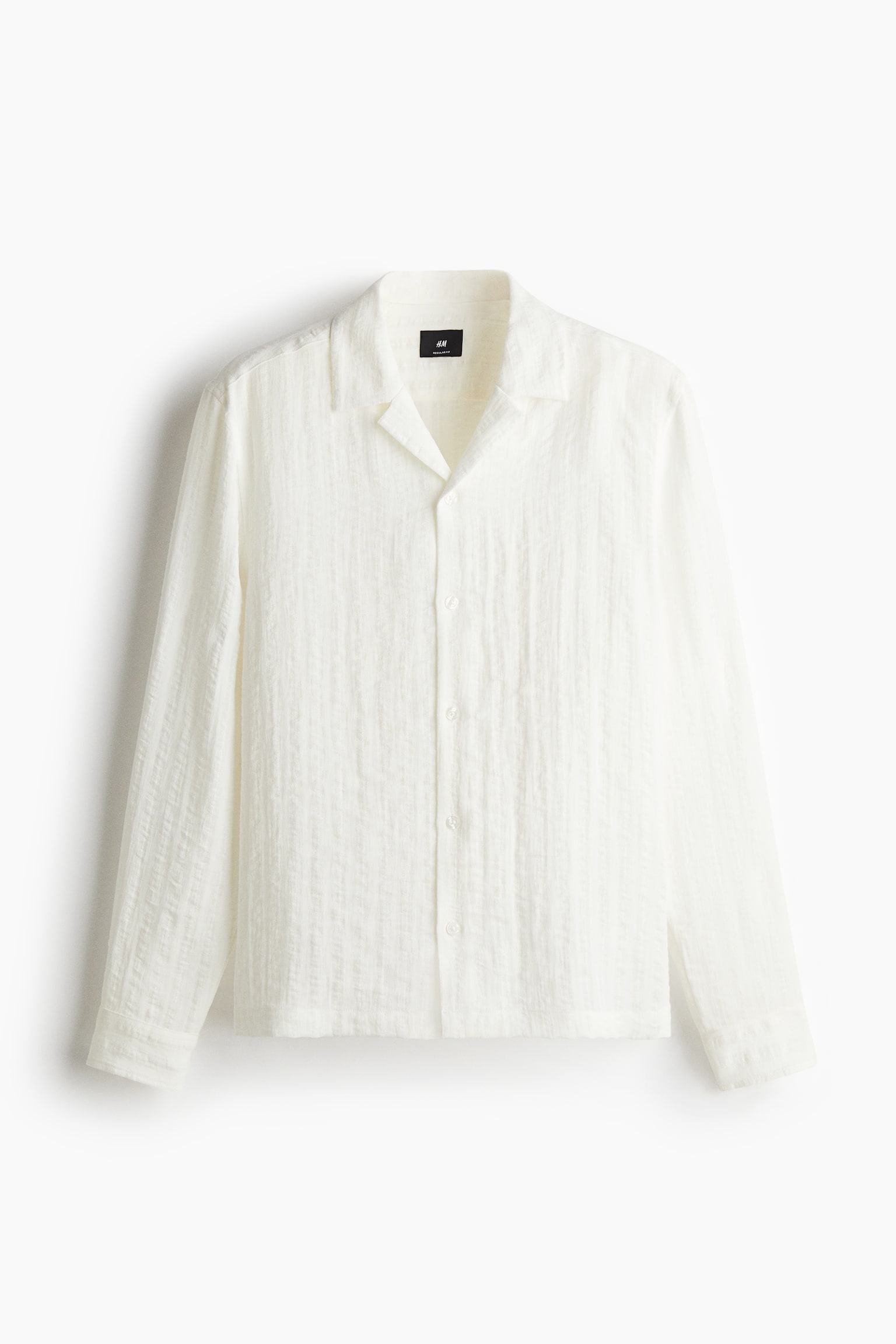 Regular Fit Jacquard-weave resort shirt - Cream/Black