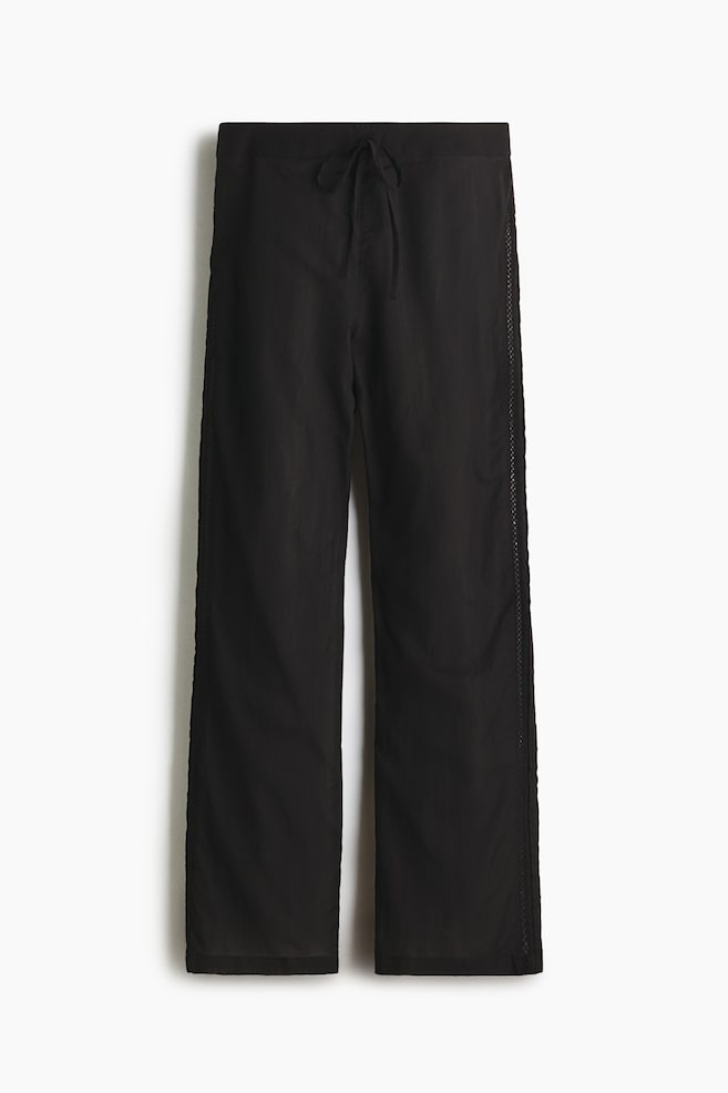 Pantalón de pijama con ribete de encaje - Negro - 1