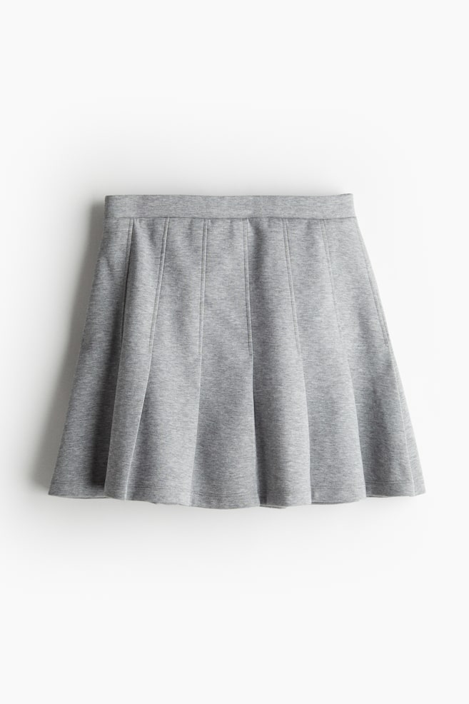 Pleated scuba skirt - Light grey marl - 1