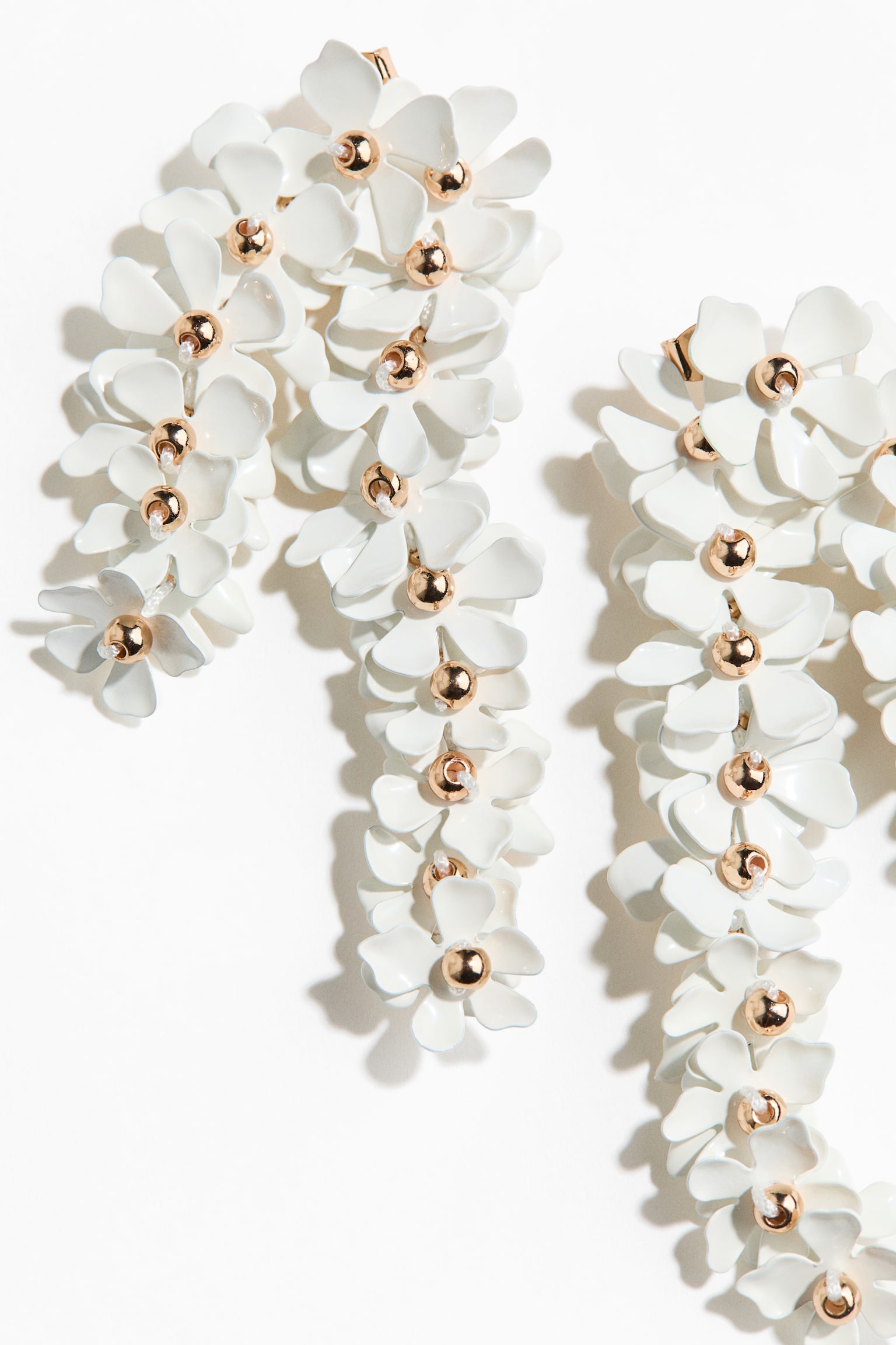 Flower-detail cluster earrings - White - 4