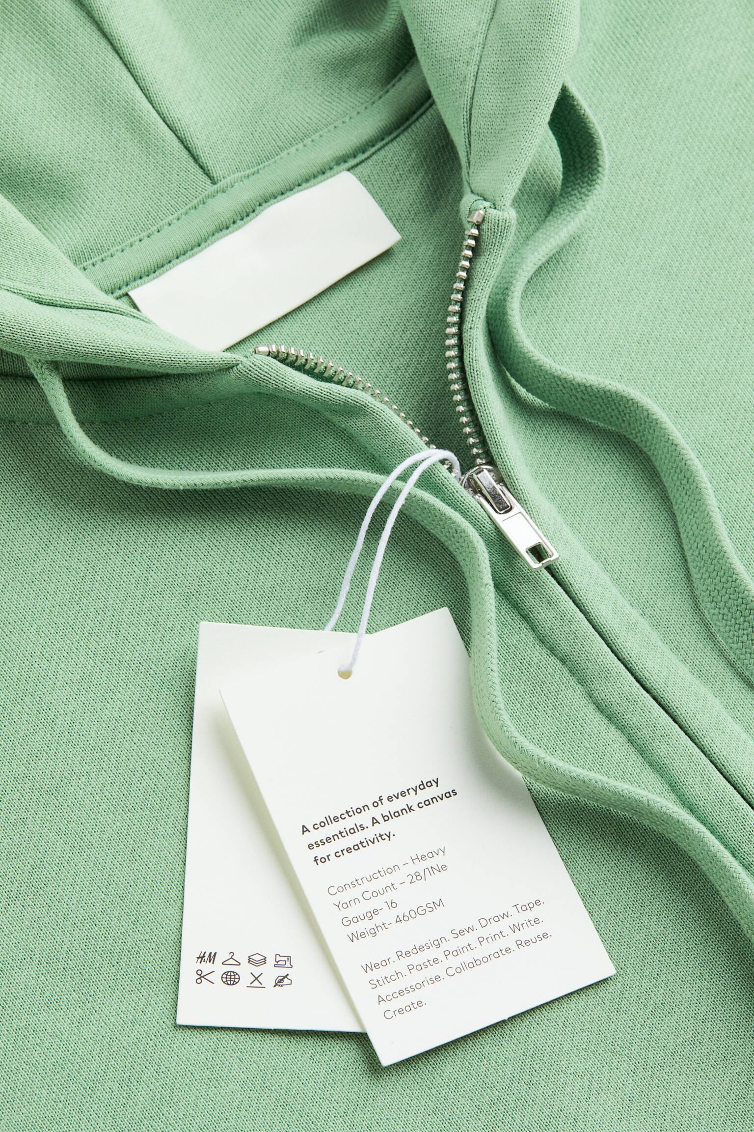 Oversized Fit Cotton Zip UP Hoodie - Fern green/Deep lilac/Off white/Forest green/Off black - 3