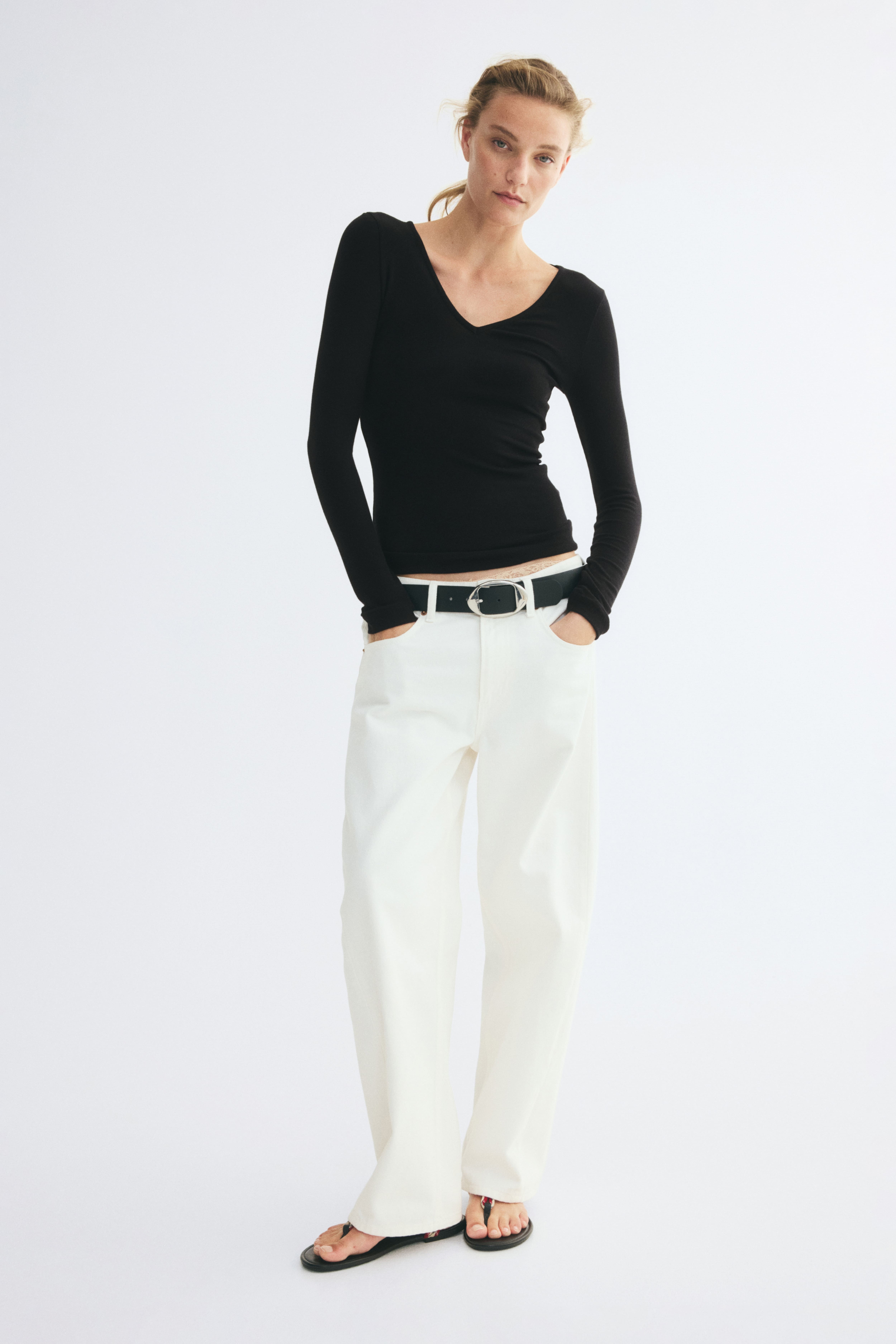 V-Neck Viscose-Blend Top