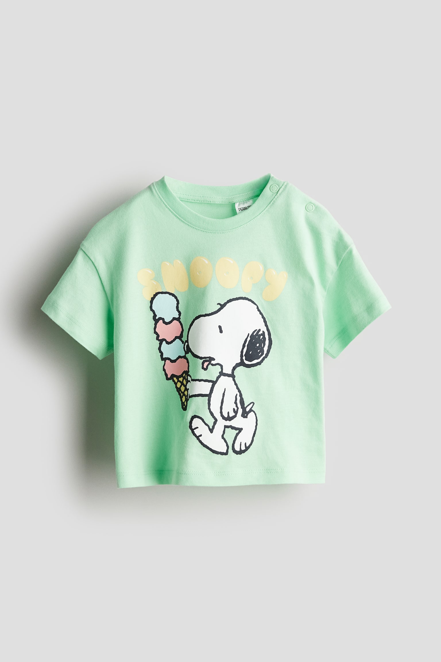 Printed cotton jersey T-shirt - Light green/Snoopy - 1