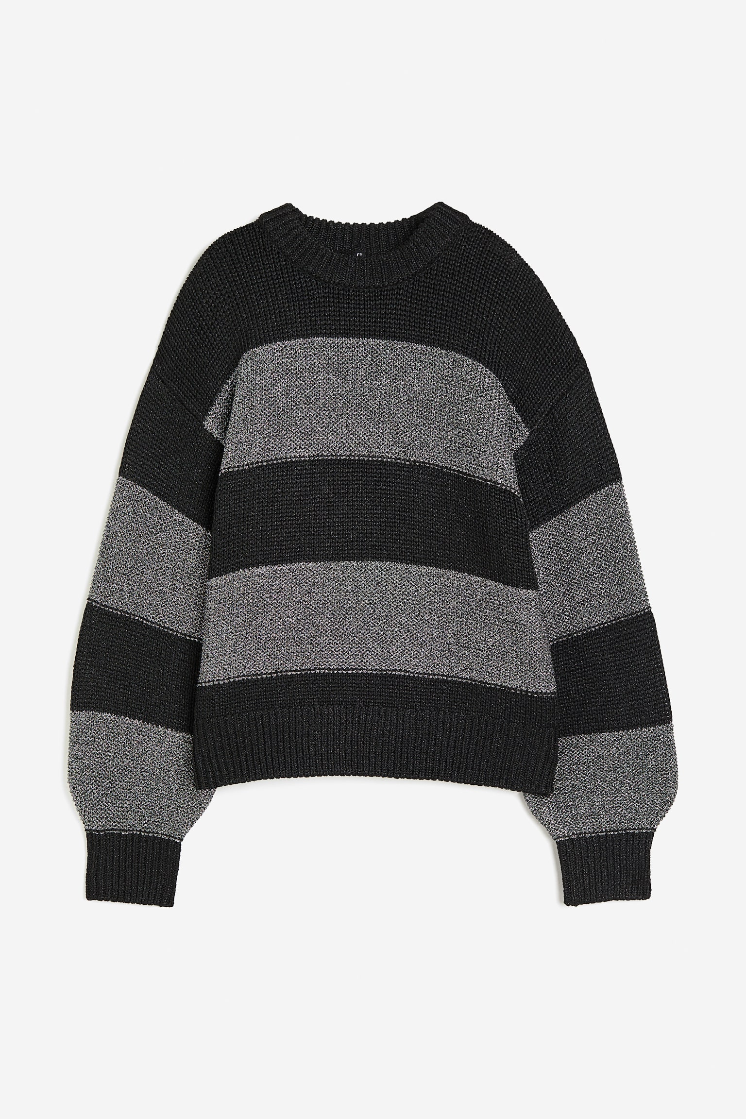 Glittery-striped jumper - Black/Dark grey striped - 1