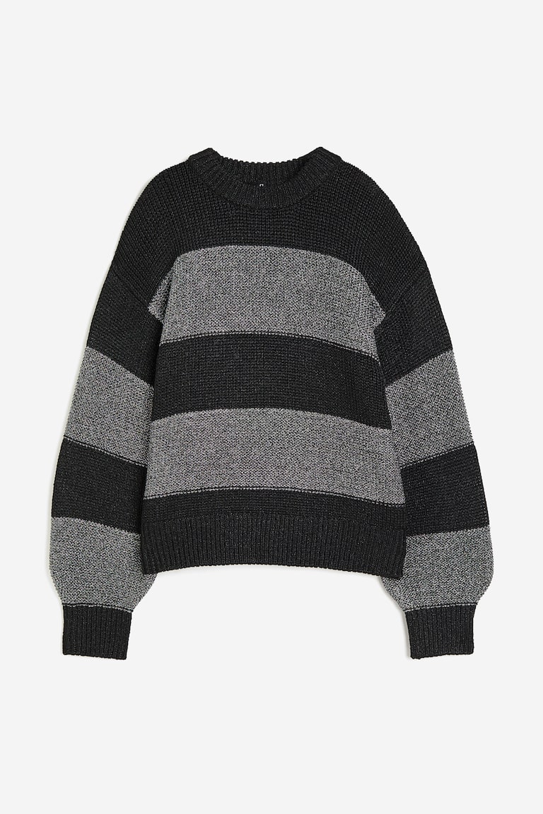 Glittery-striped Sweater Black/dark gray striped Ladies H&M US