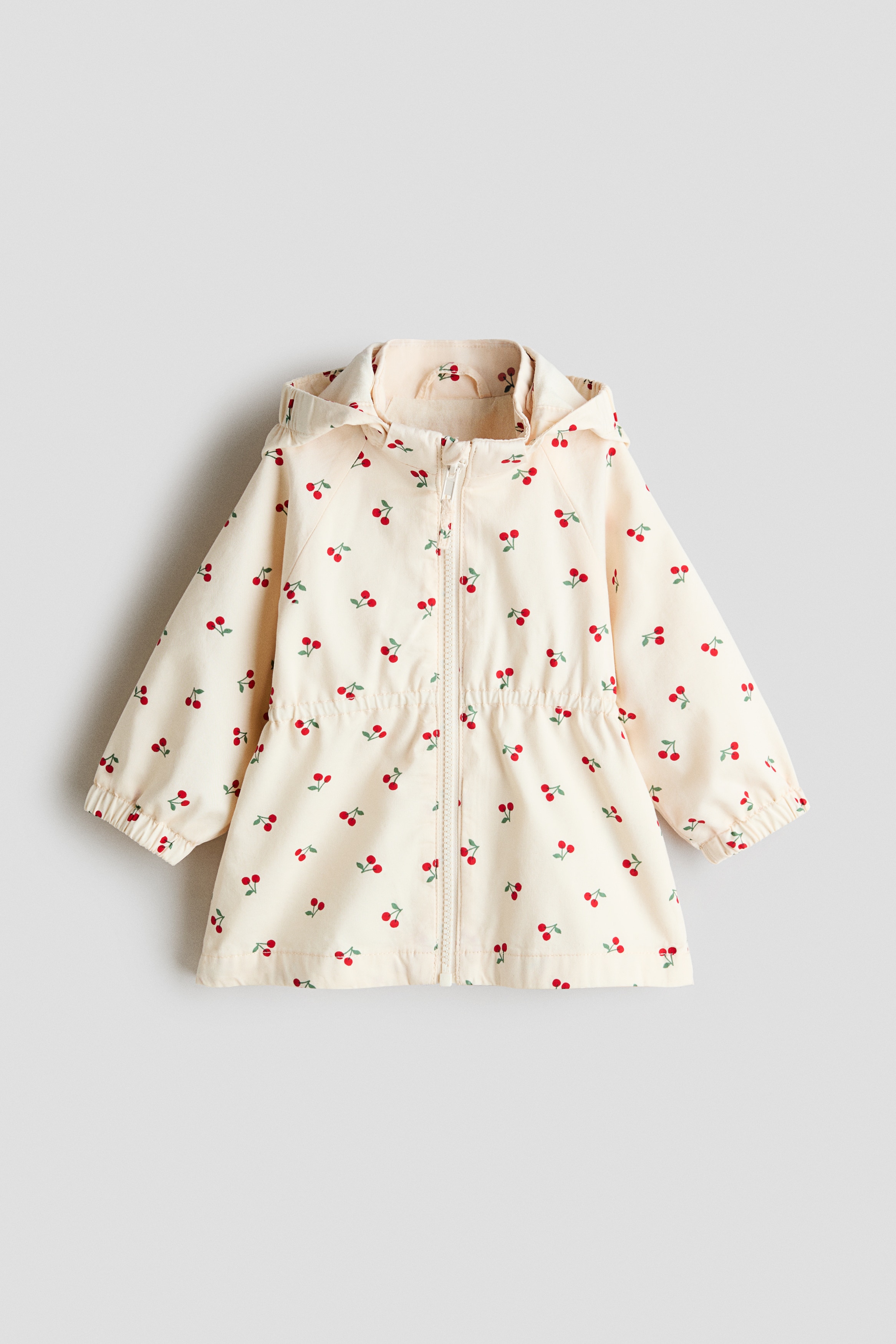 Parkas i bomullstwill - Ljusbeige/Körsbär/Ljusrosa/Blommig/Ljus dimrosa