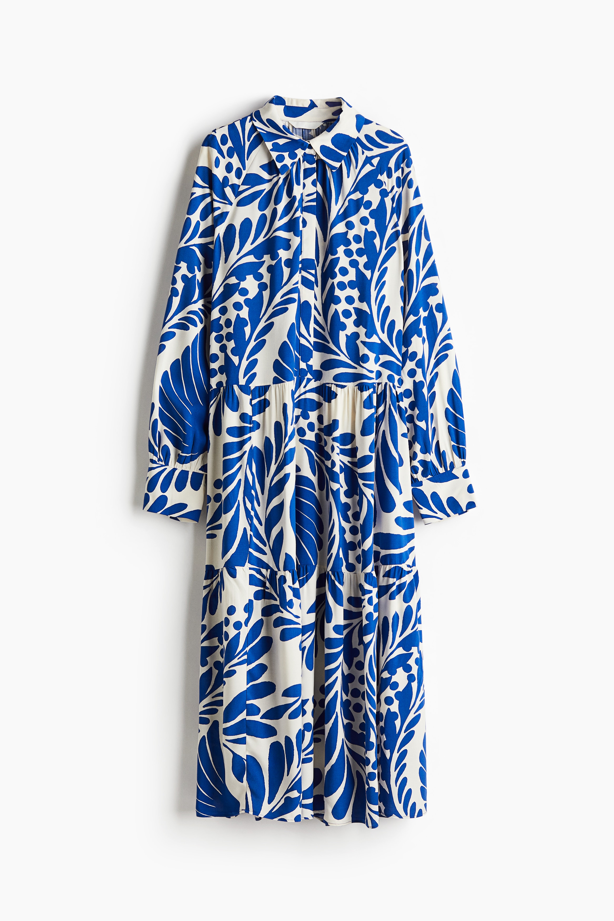 Overhemdjurk van viscose - Wit/blauw dessin/Roomwit/groen dessin