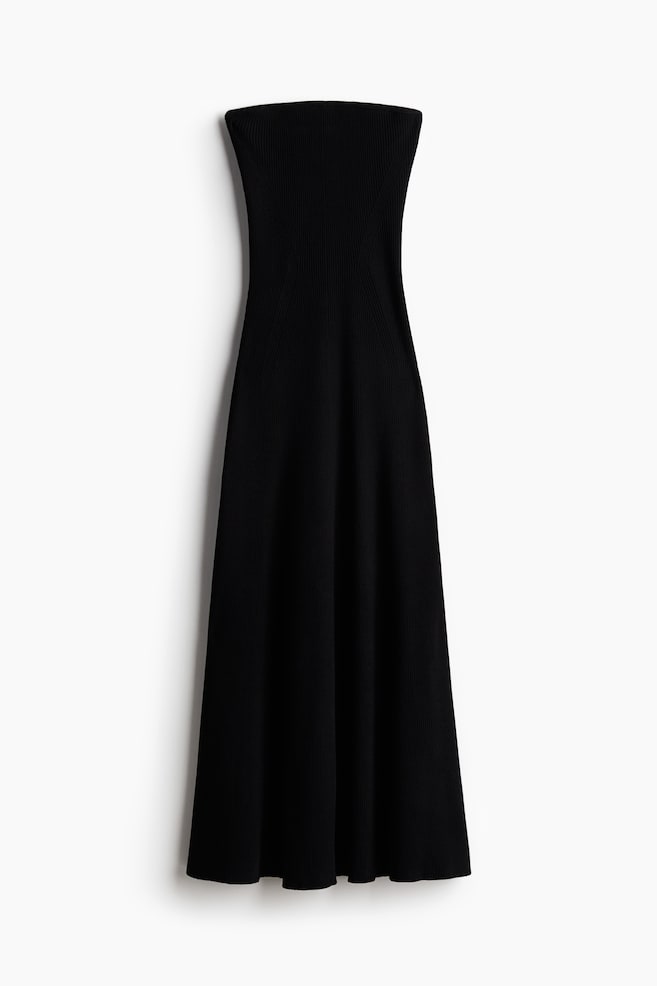Rib-knit bandeau dress - Black - 1